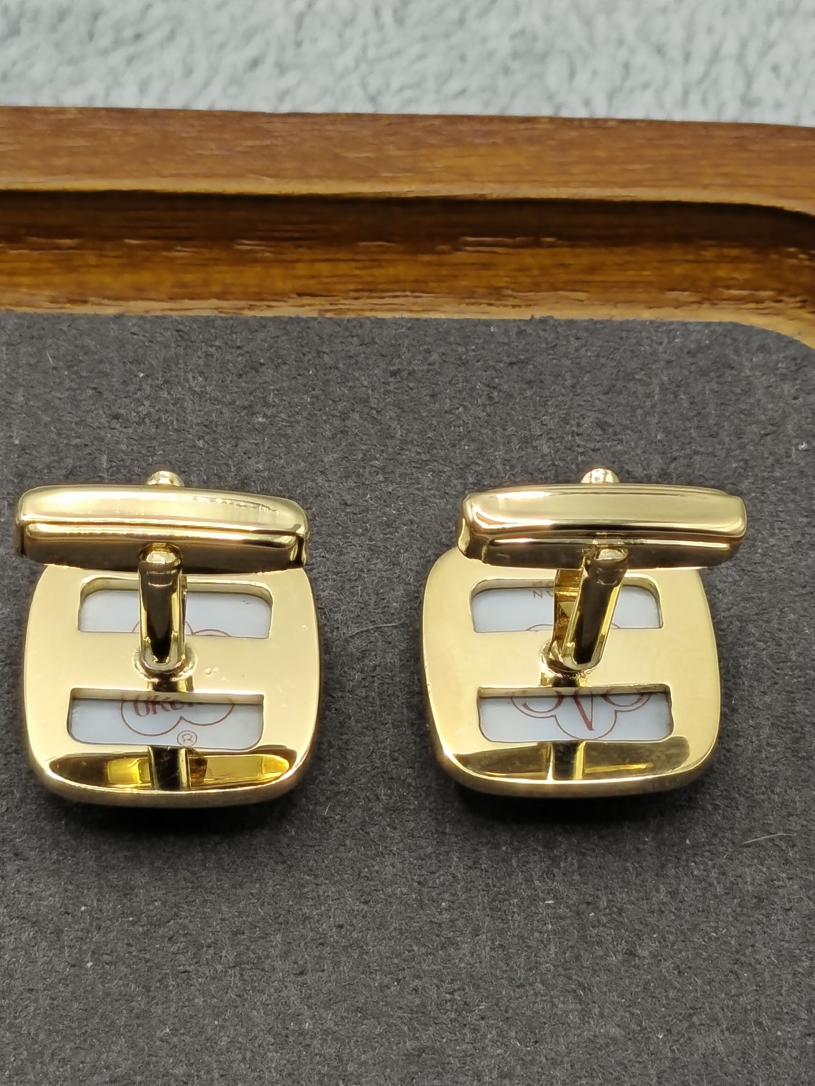 Okura China Gold & Navy Blue Men's Cufflinks & Tie Clip Set Other image 7