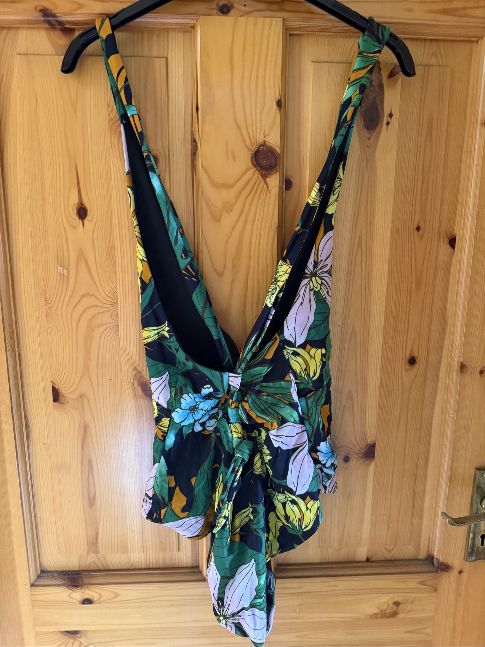L index Womens Multi Floral Print Swimsuit Large Deep V Neck image 7