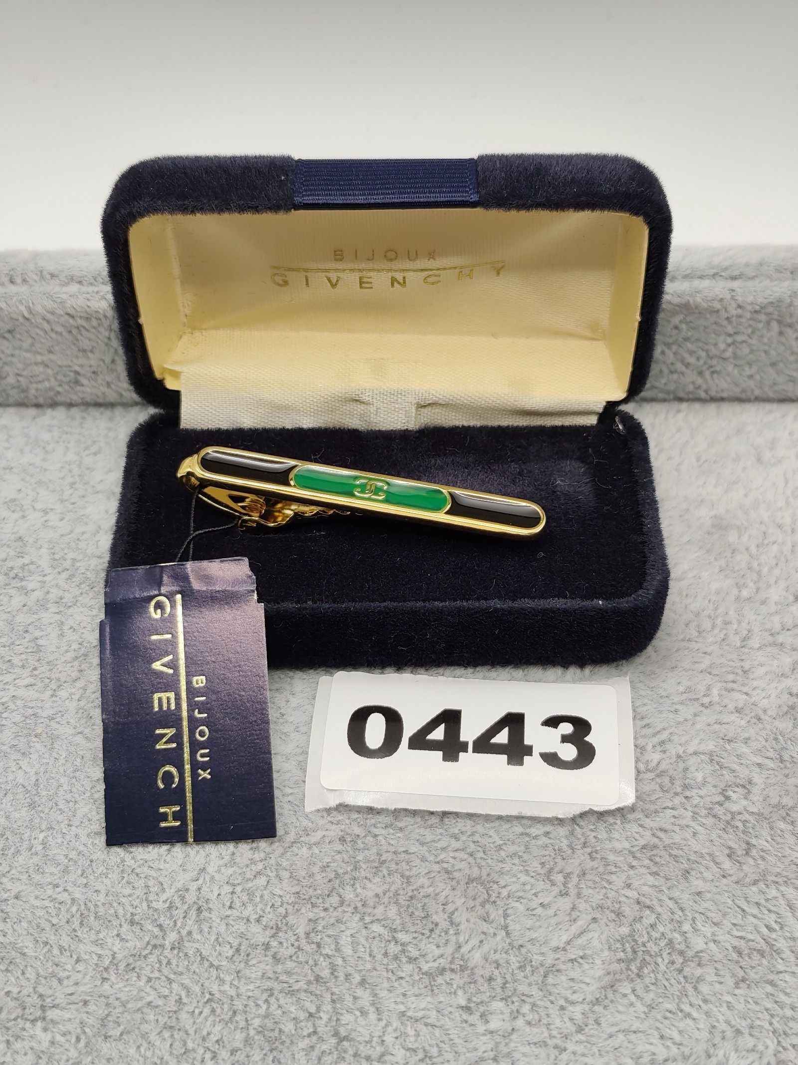 Givenchy Black & Green Enamel Tie Clip Men with Velvet Case