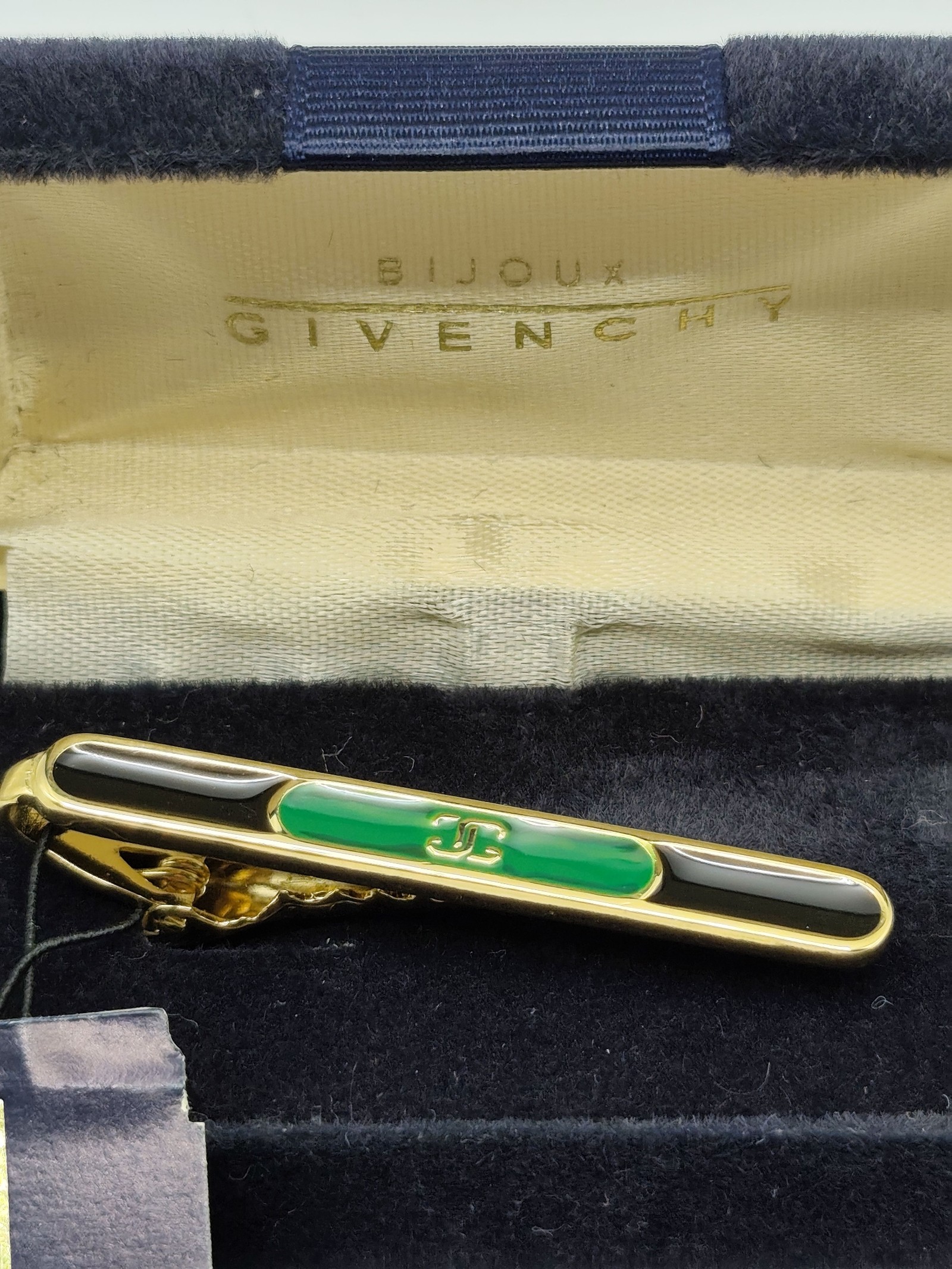 Givenchy Black & Green Enamel Tie Clip Men with Velvet Case image 2
