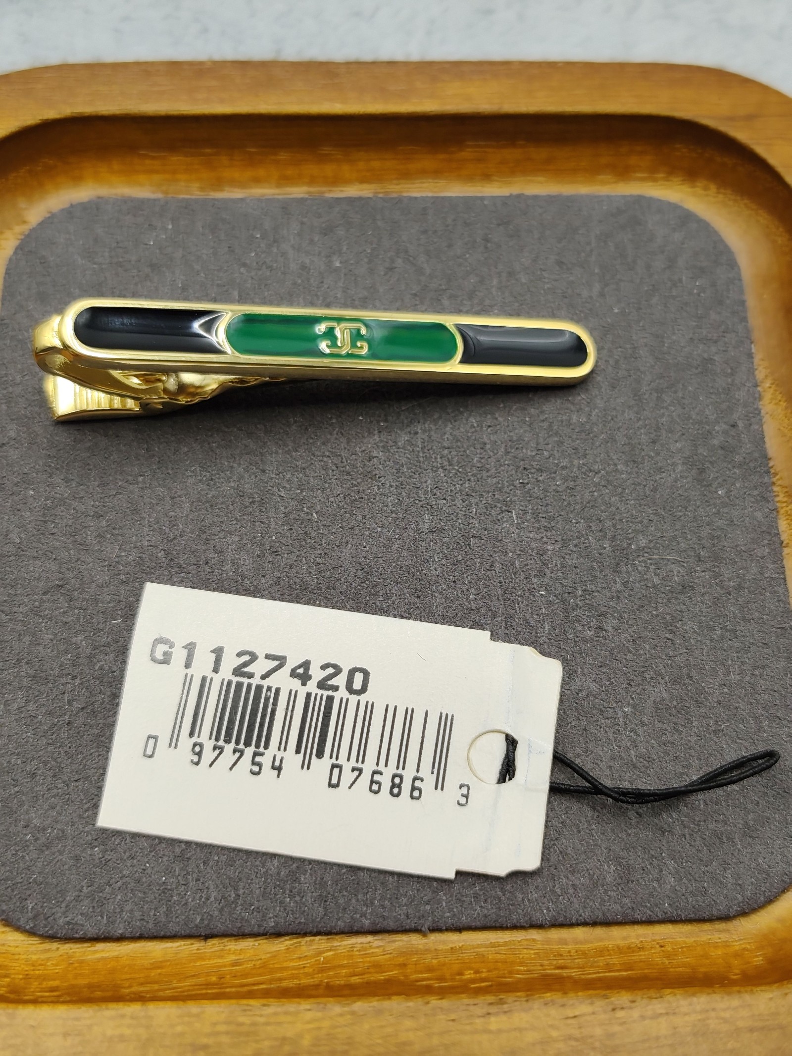 Givenchy Black & Green Enamel Tie Clip Men with Velvet Case image 4