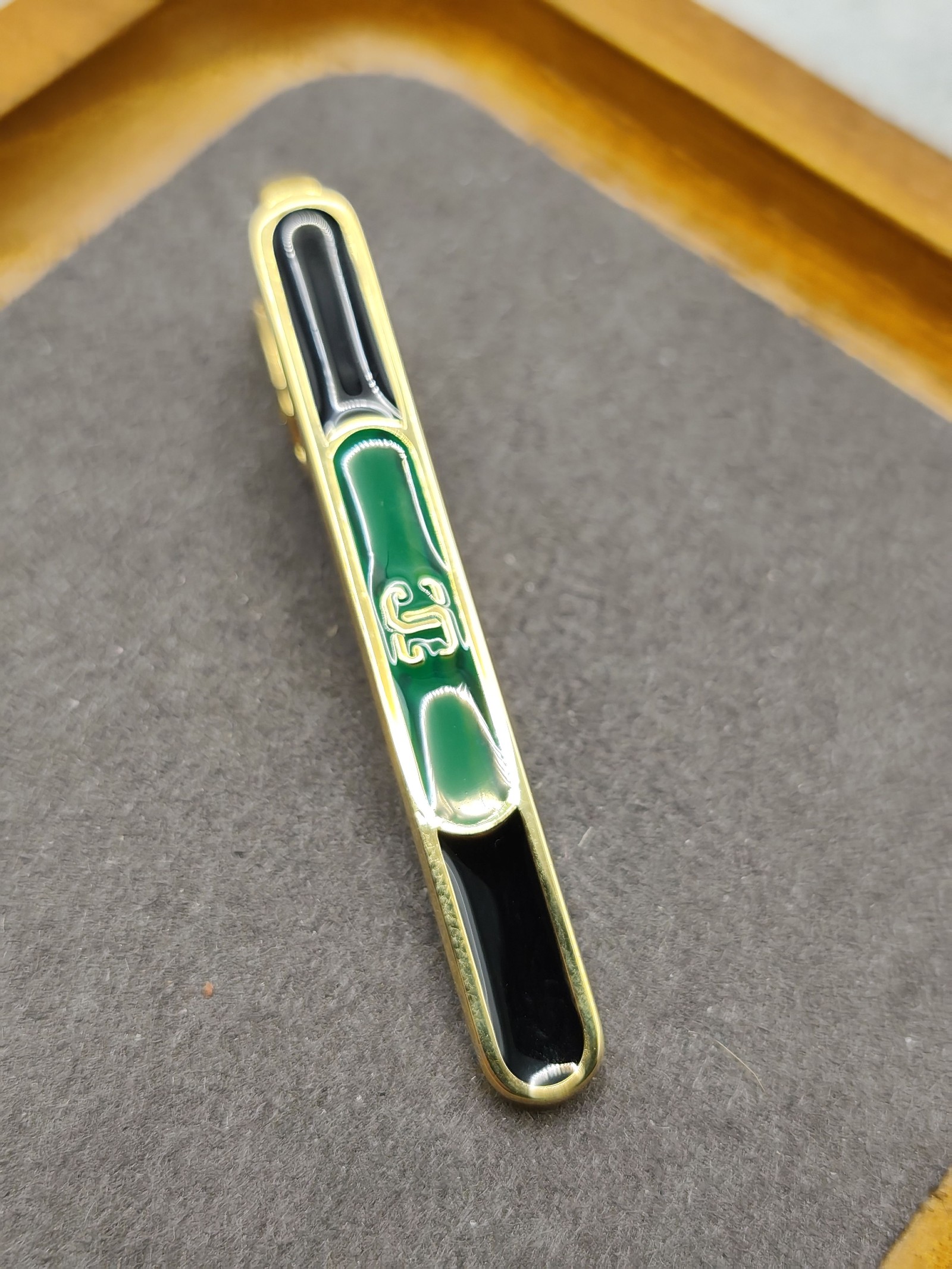 Givenchy Black & Green Enamel Tie Clip Men with Velvet Case image 5