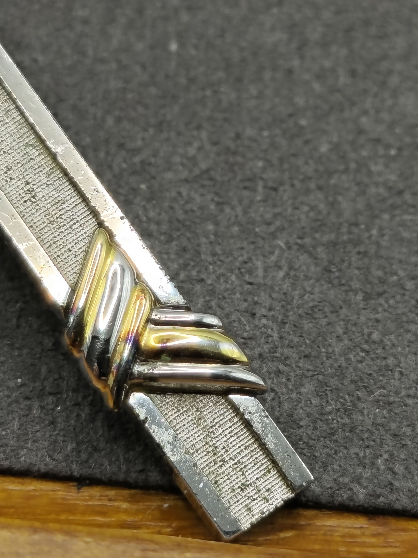 Yves Saint Laurent Men Silver & Gold Tie Clip with Box image 5