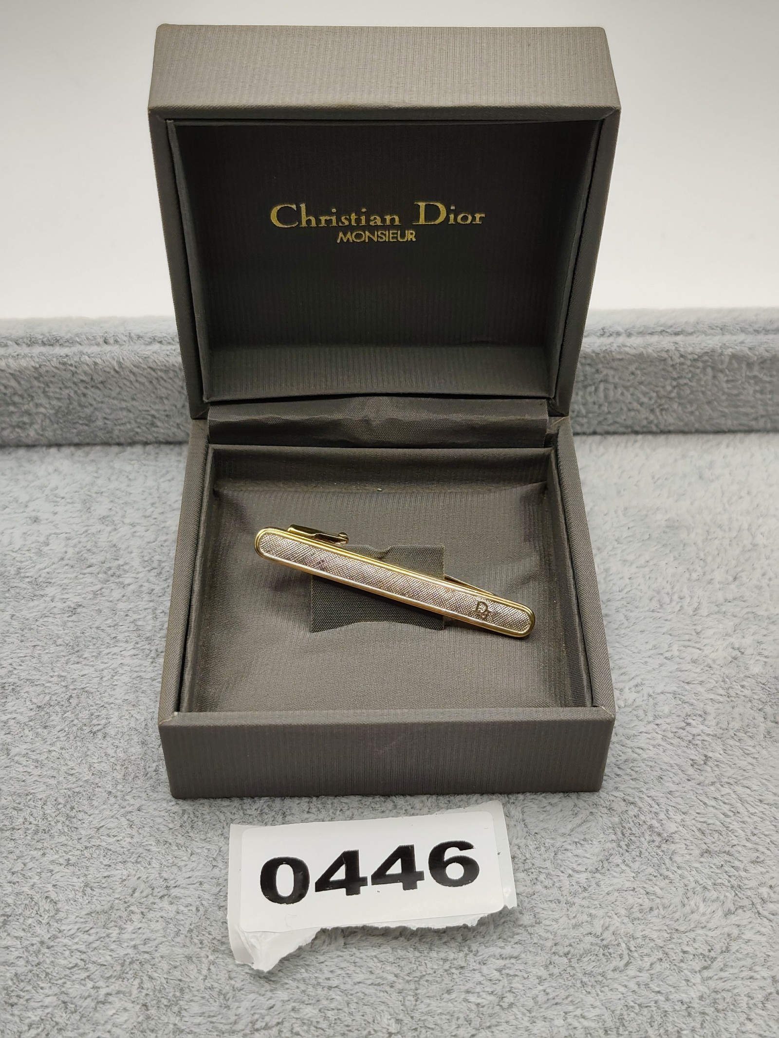 Christian Dior Men Gold & Silver Tone Tie Clip with Box Other