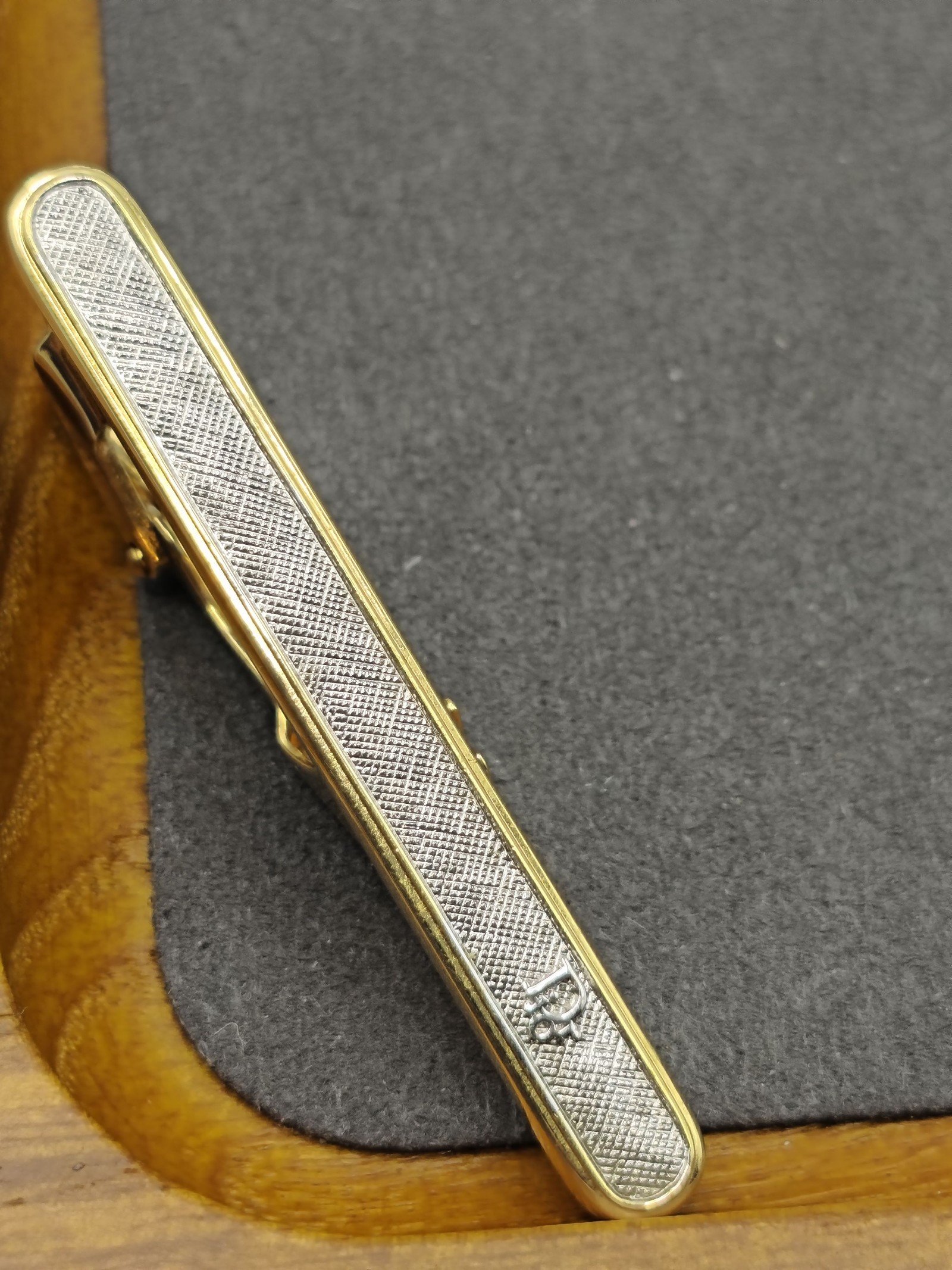 Christian Dior Men Gold & Silver Tone Tie Clip with Box Other image 4