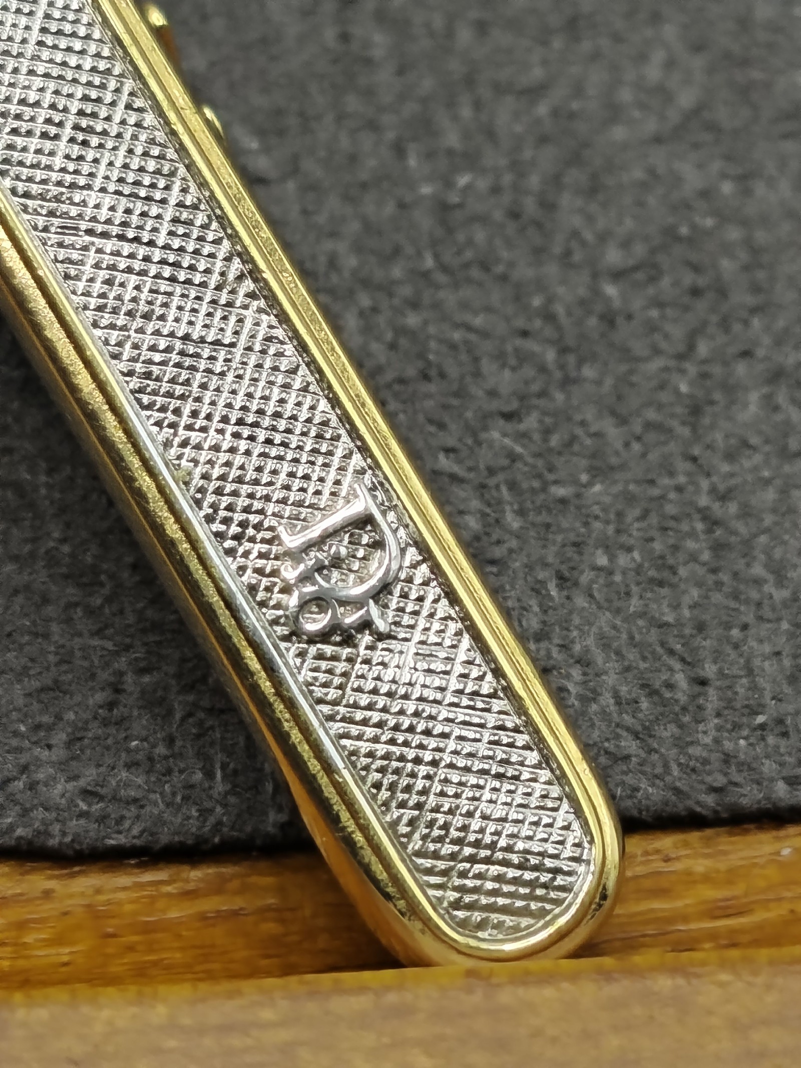 Christian Dior Men Gold & Silver Tone Tie Clip with Box Other image 5