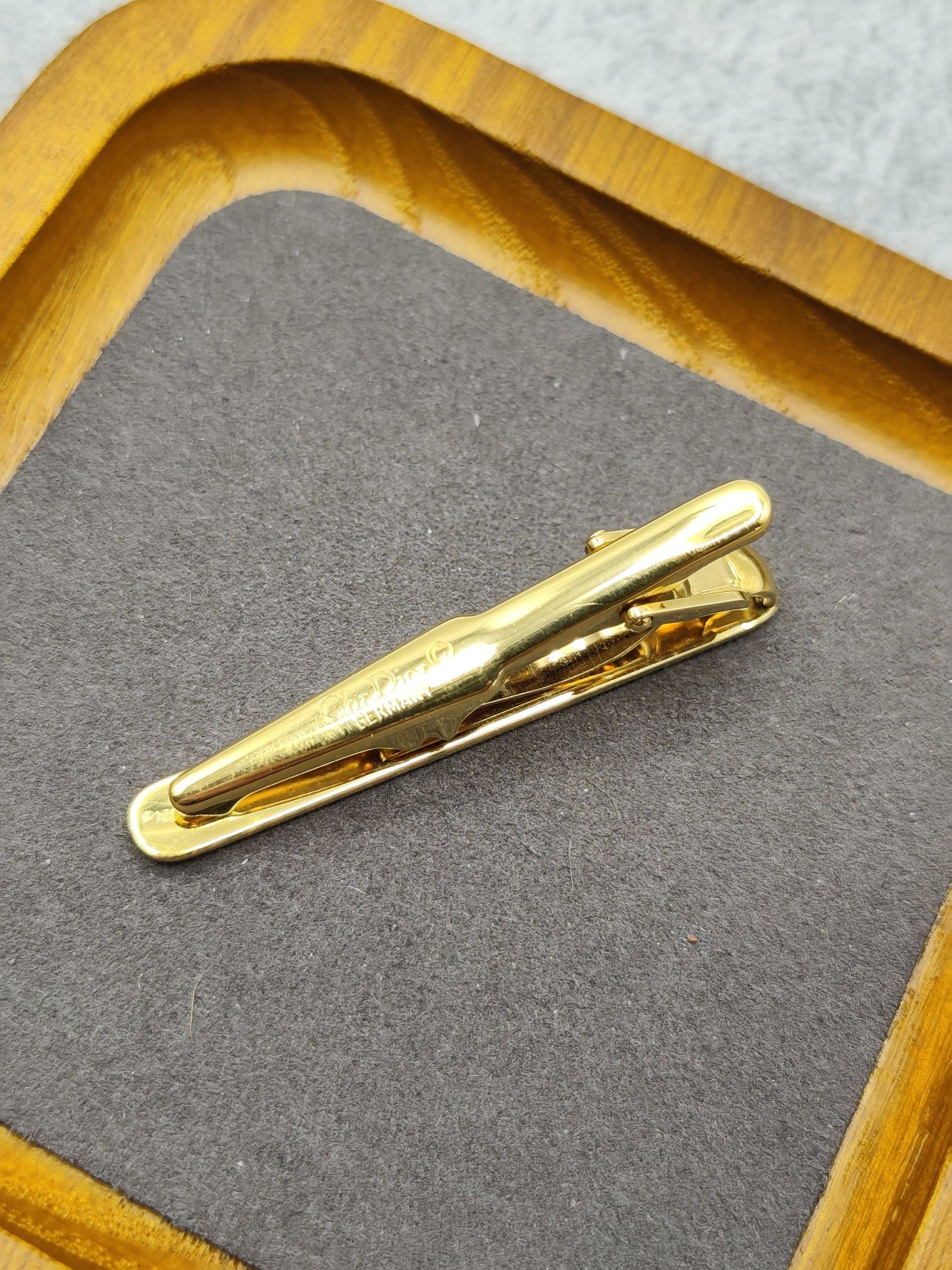 Christian Dior Men Gold & Silver Tone Tie Clip with Box Other image 9
