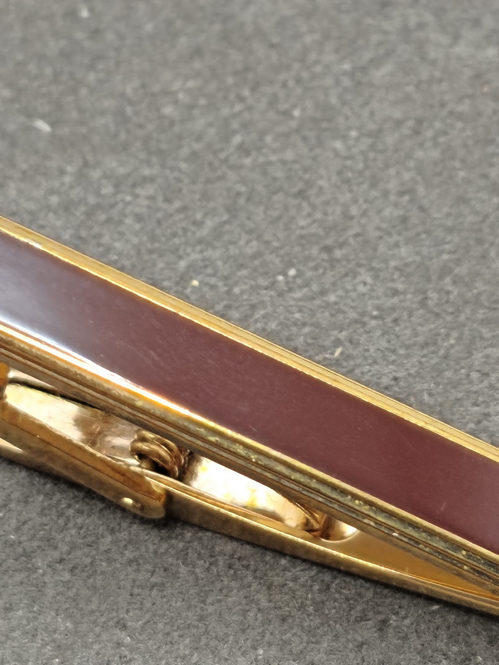 Celine Men's Gold & Brown Enamel Tie Clip with Original Box image 6