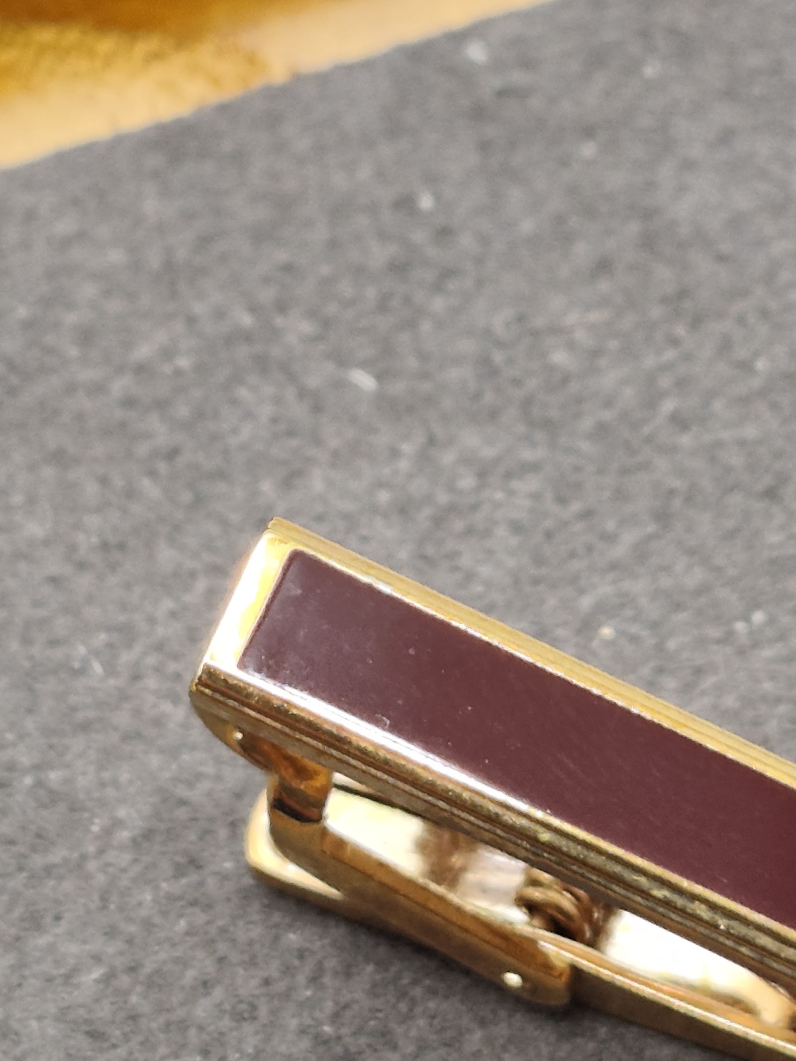 Celine Men's Gold & Brown Enamel Tie Clip with Original Box image 7