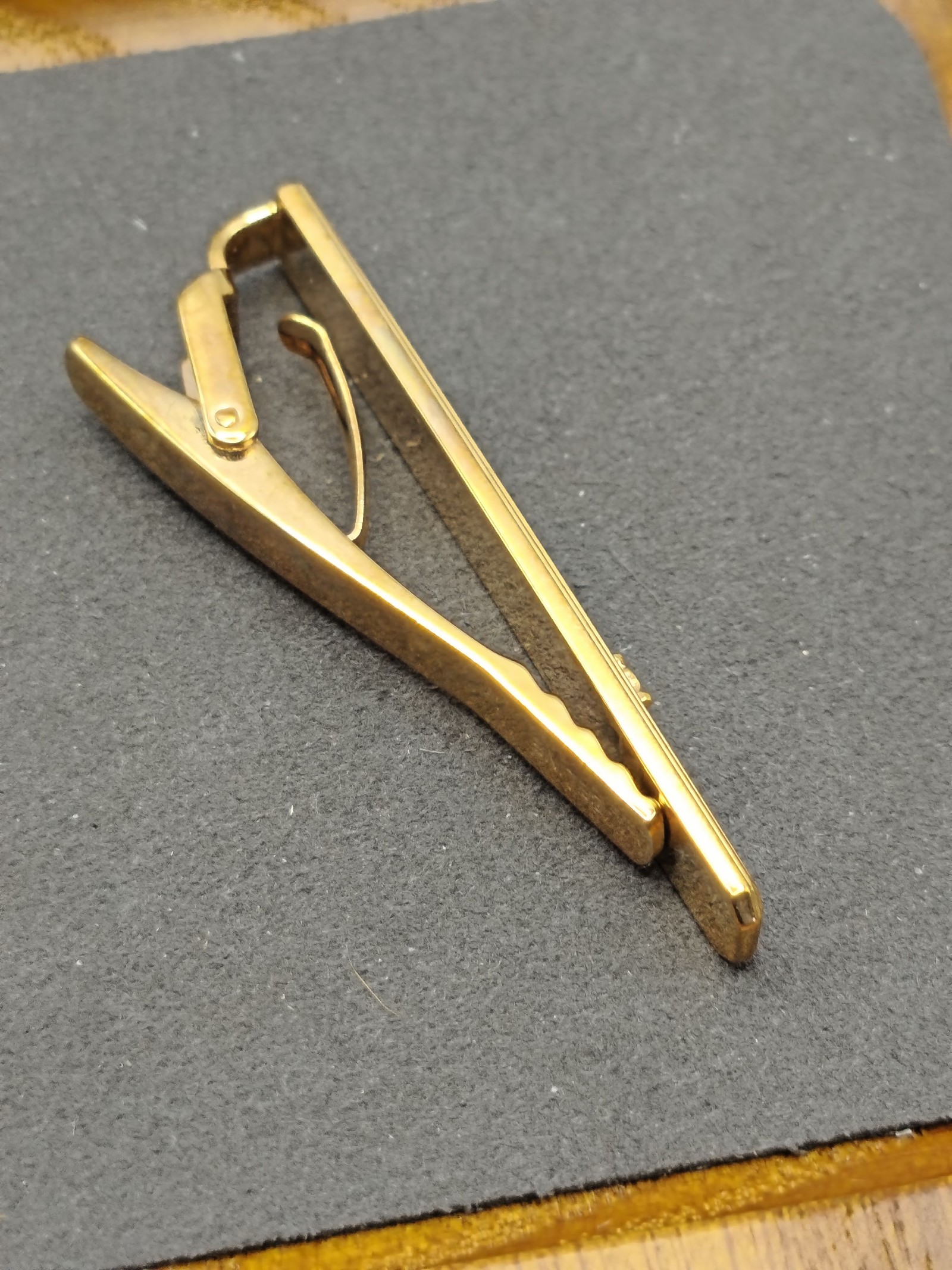 Celine Men's Gold & Brown Enamel Tie Clip with Original Box image 8