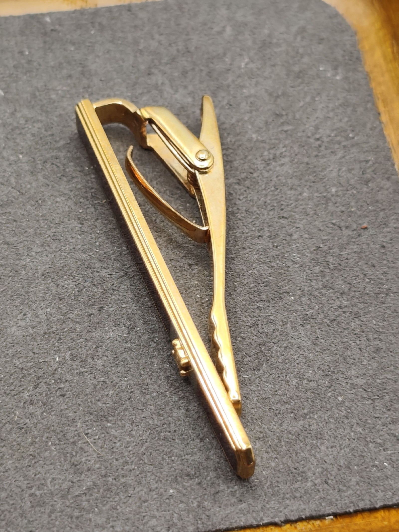 Celine Men's Gold & Brown Enamel Tie Clip with Original Box image 9