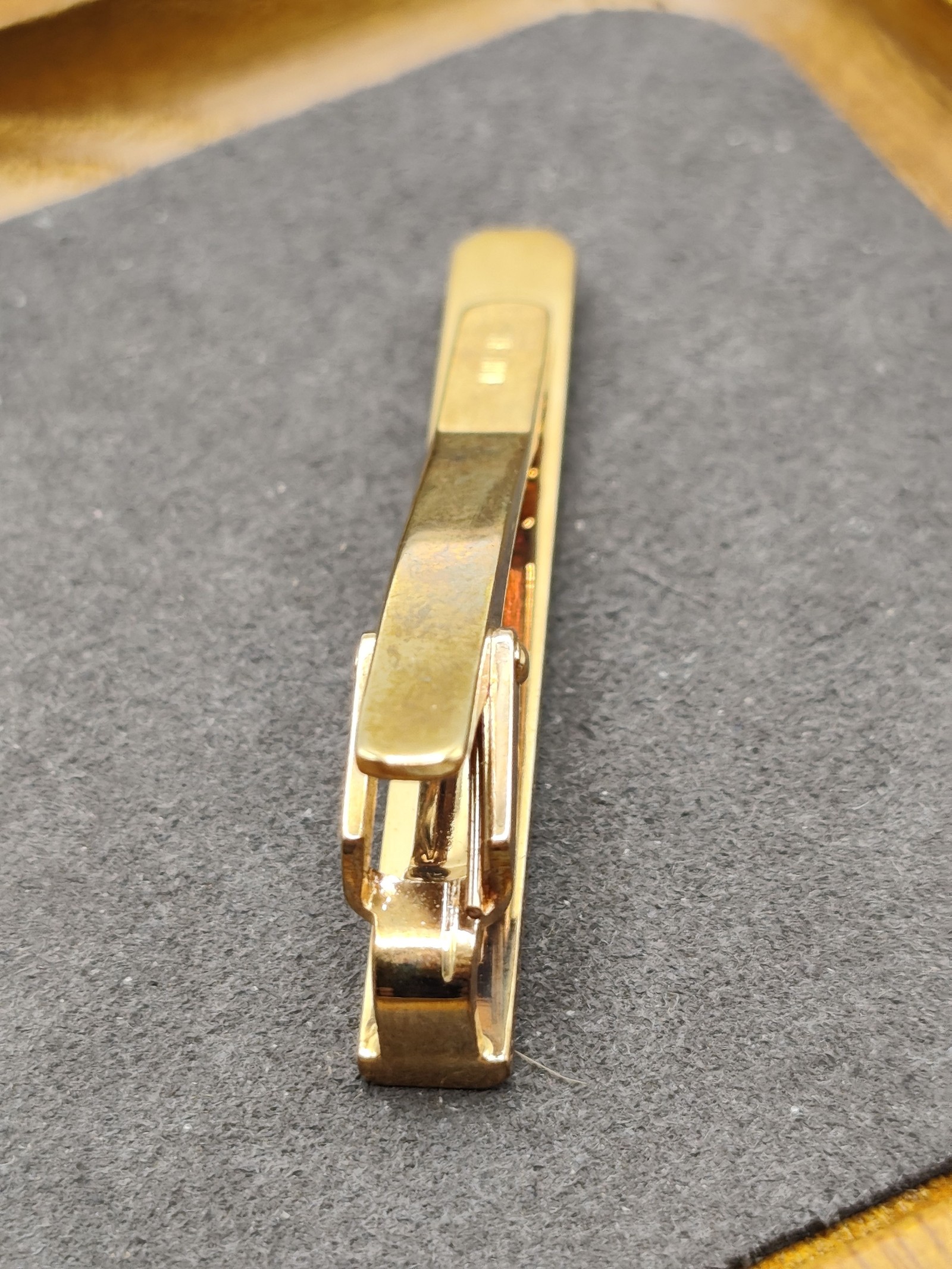 Celine Men's Gold & Brown Enamel Tie Clip with Original Box image 10