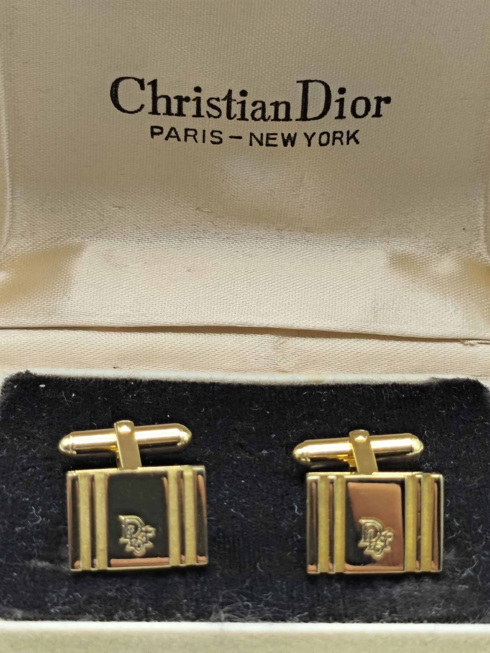 Christian Dior Gold Plated Logo Cufflinks with Presentation Box Other image 2