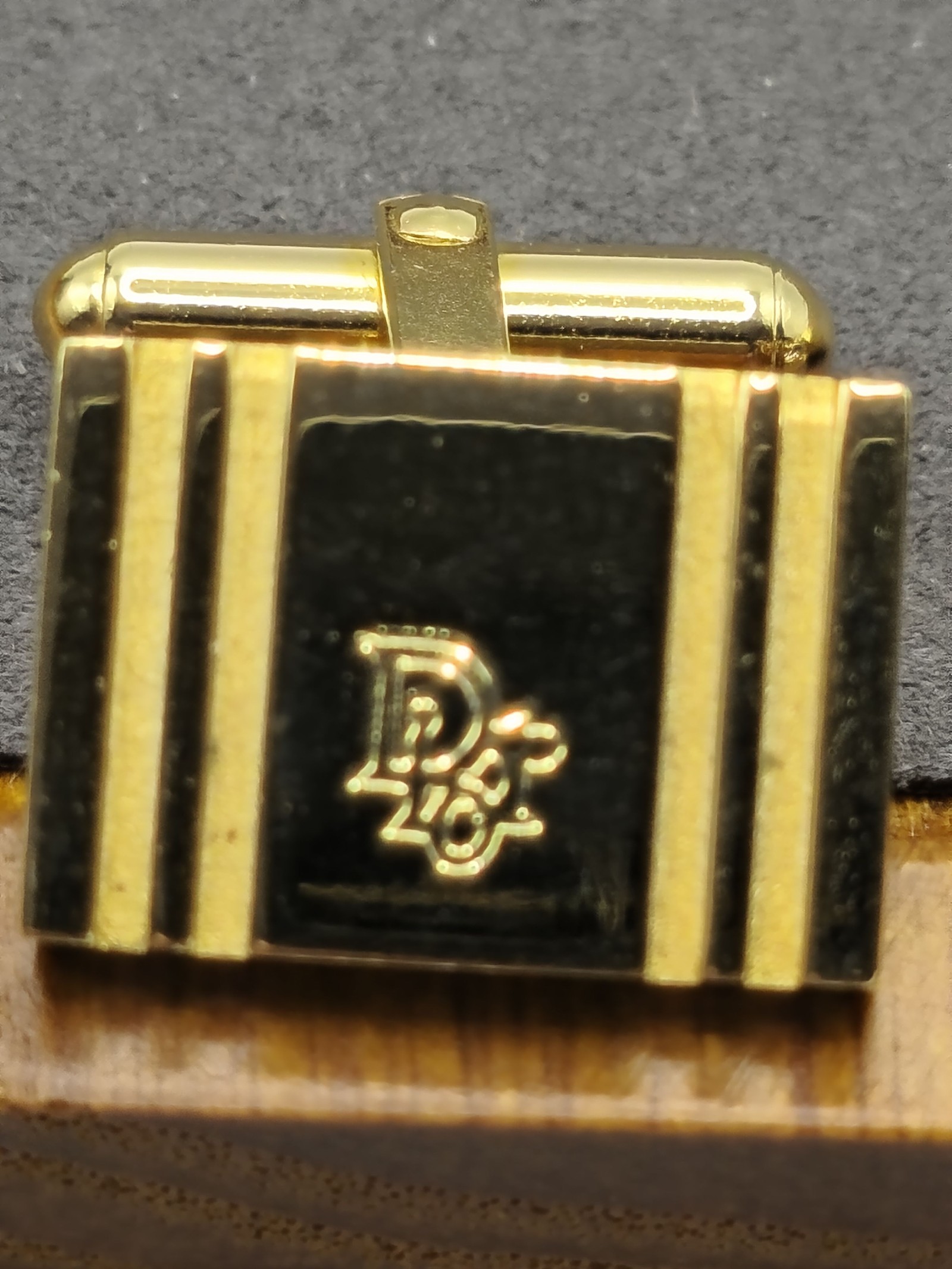 Christian Dior Gold Plated Logo Cufflinks with Presentation Box Other image 6