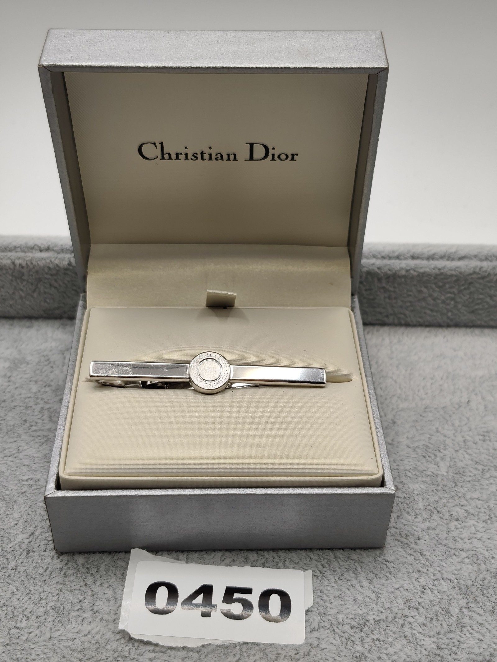 Christian Dior Silver tone Tie Clip with Box Other