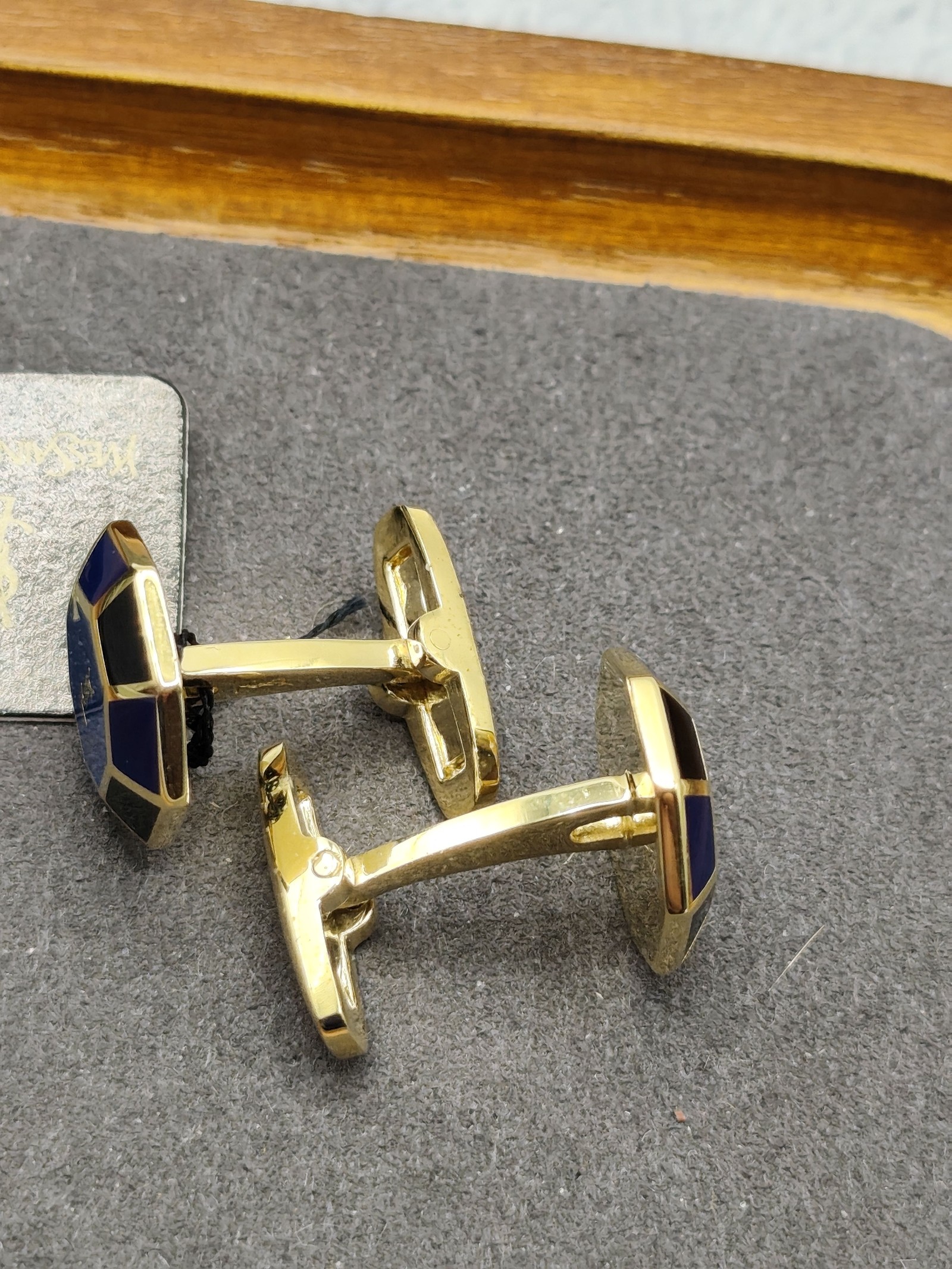 Yves Saint Laurent Men Blue & Black Enamel Cufflinks & Tie Tack Set image 8