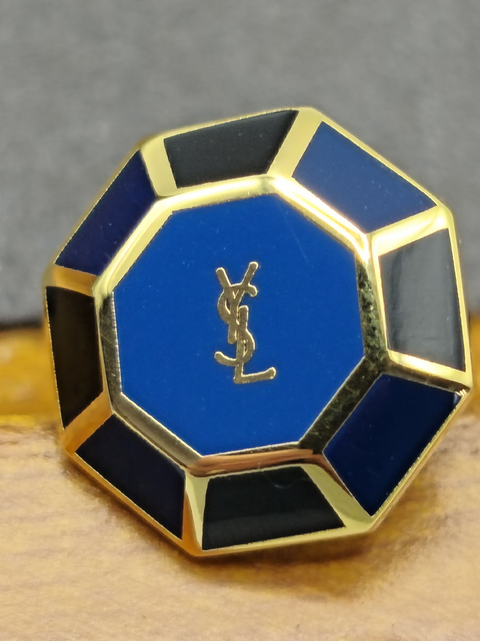 Yves Saint Laurent Men Blue & Black Enamel Cufflinks & Tie Tack Set image 10