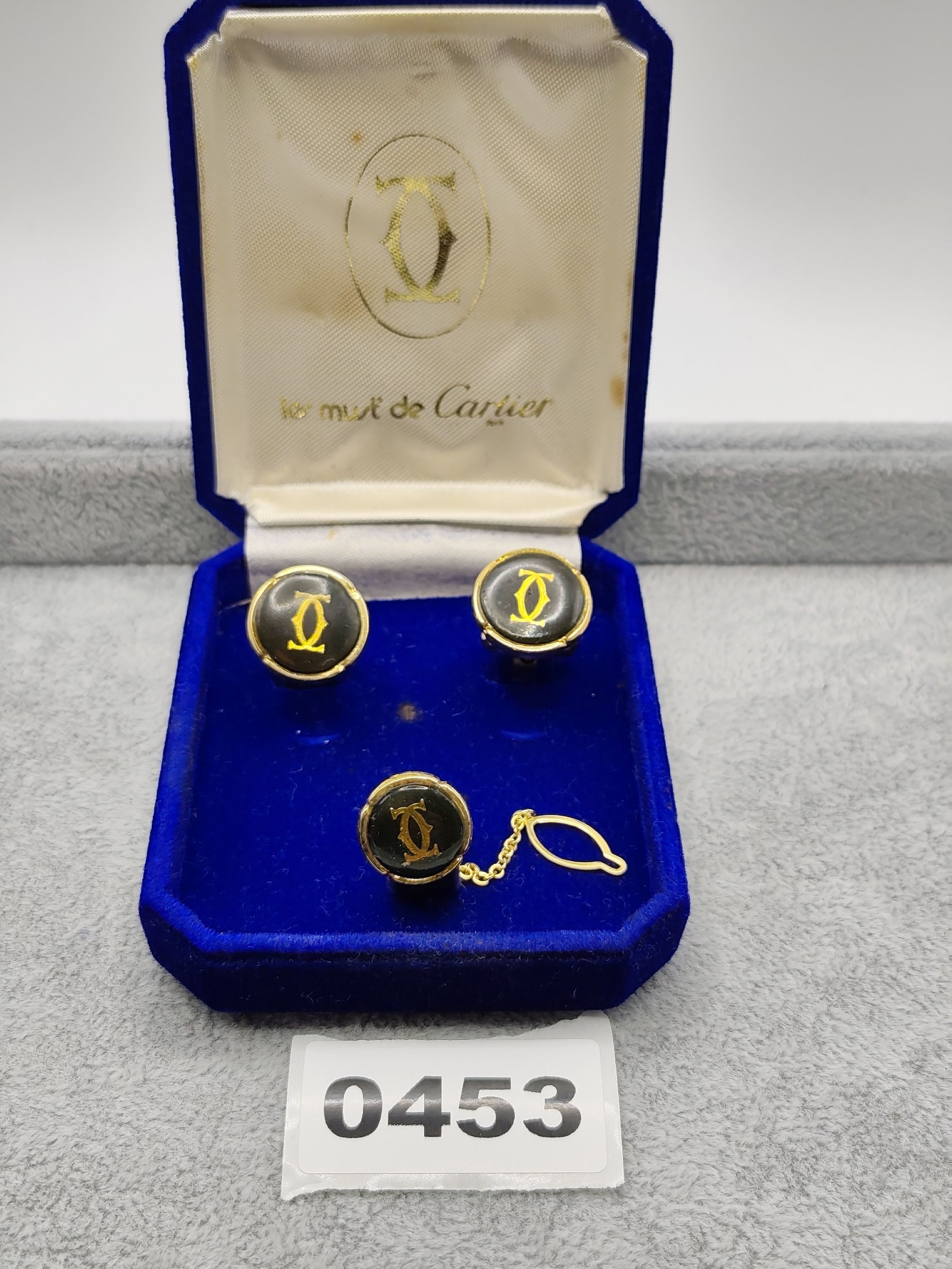 Cartier Gold & Black Les Must de Cartier Men’s Cufflinks & Stud Set