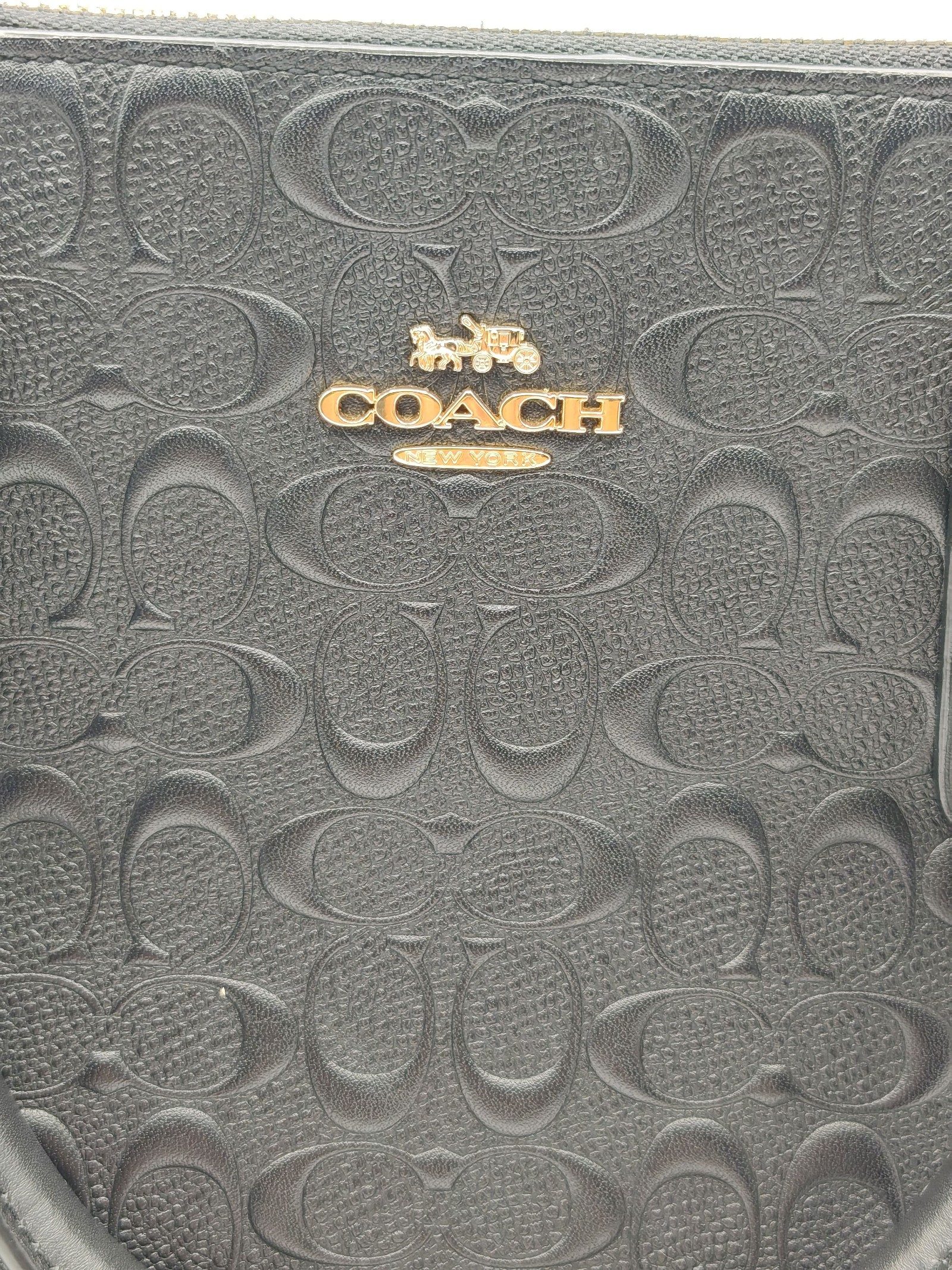 Coach Women's Black Signature Leather Satchel Tote Handbag image 2