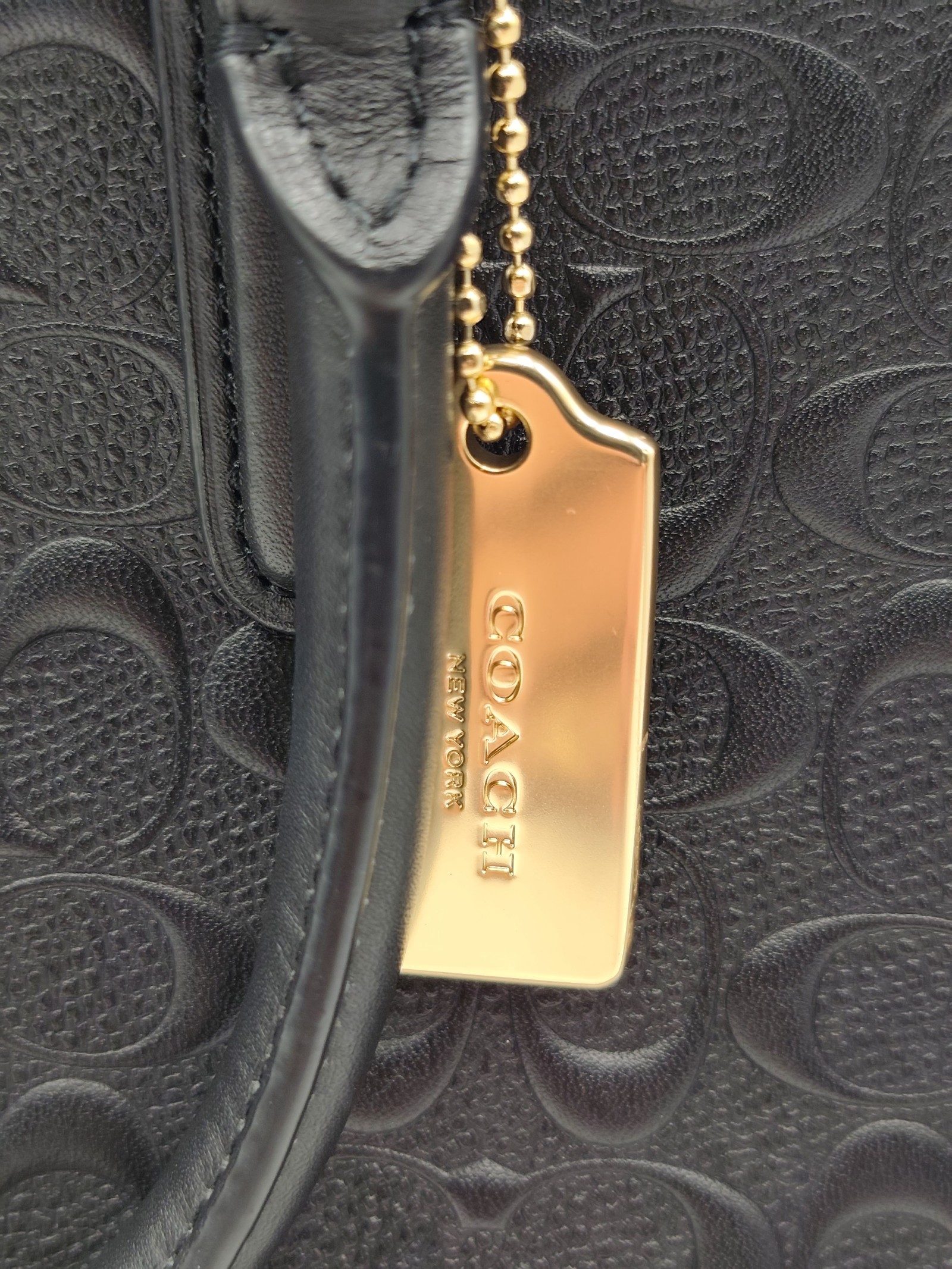 Coach Women's Black Signature Leather Satchel Tote Handbag image 3