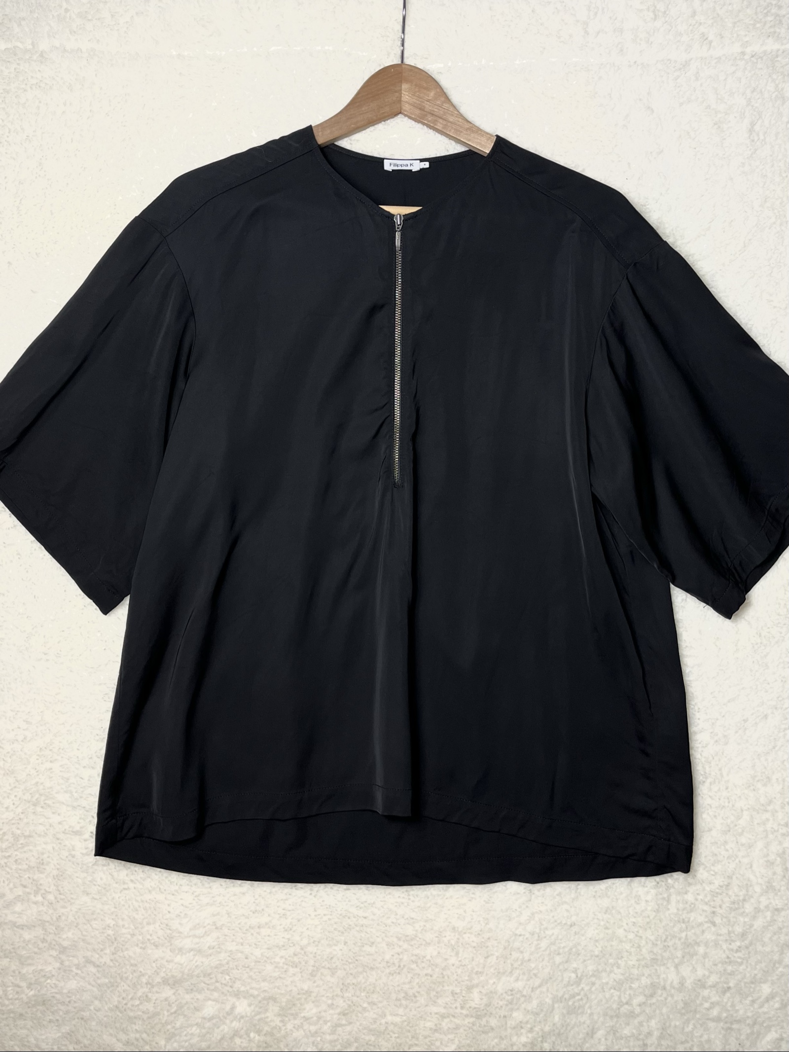 Filippa K Women Black Zipped Silk Blend Top Medium image 3