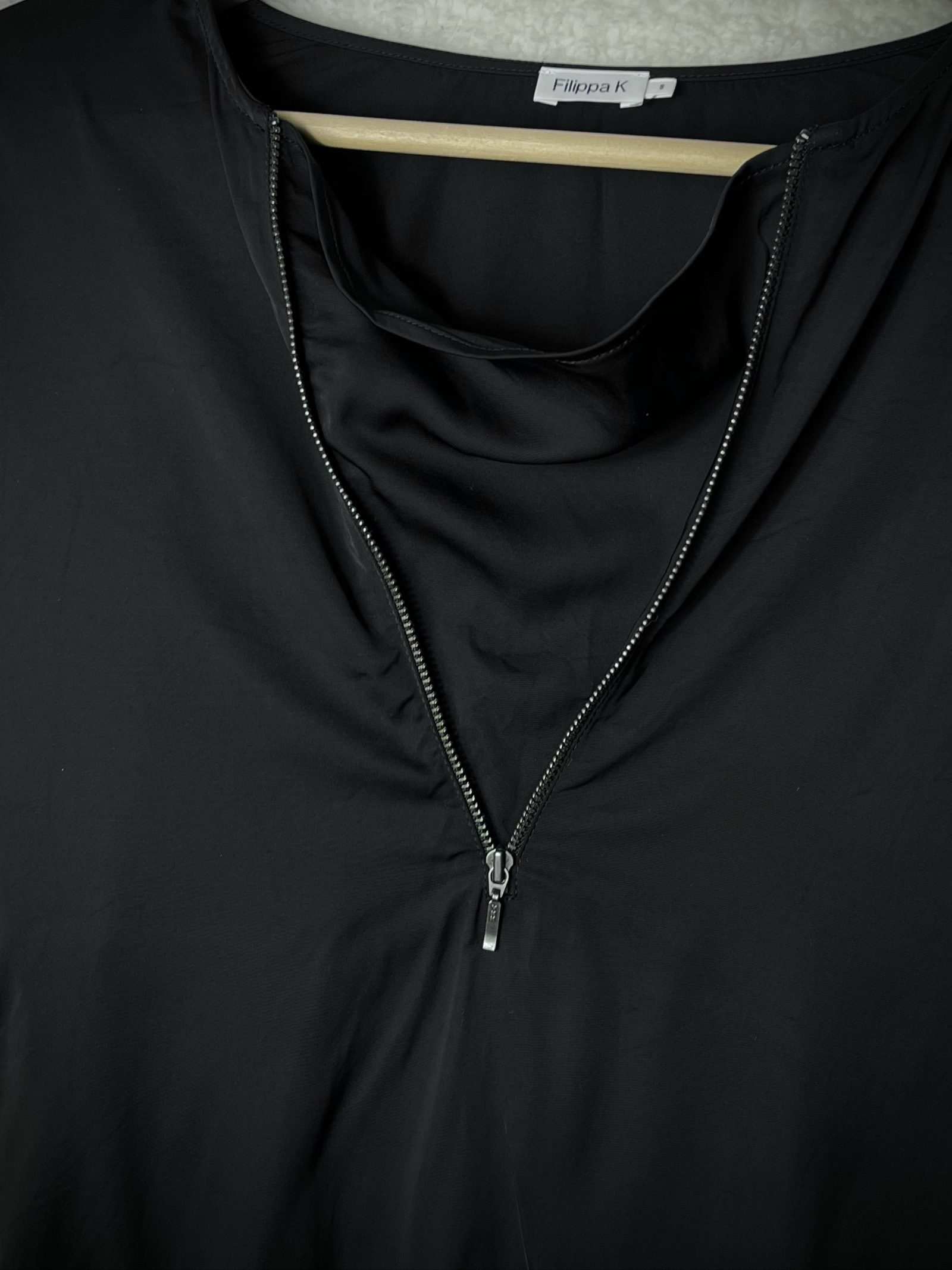 Filippa K Women Black Zipped Silk Blend Top Medium image 5