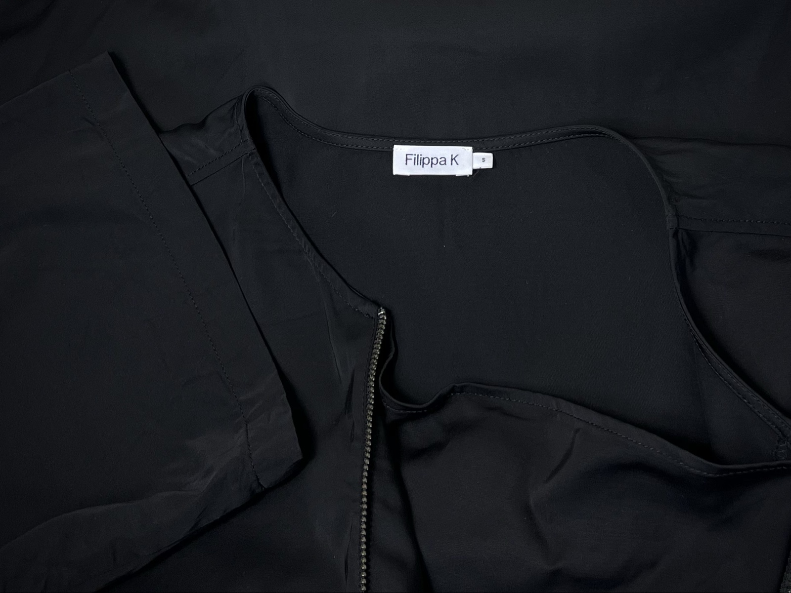 Filippa K Women Black Zipped Silk Blend Top Medium image 6