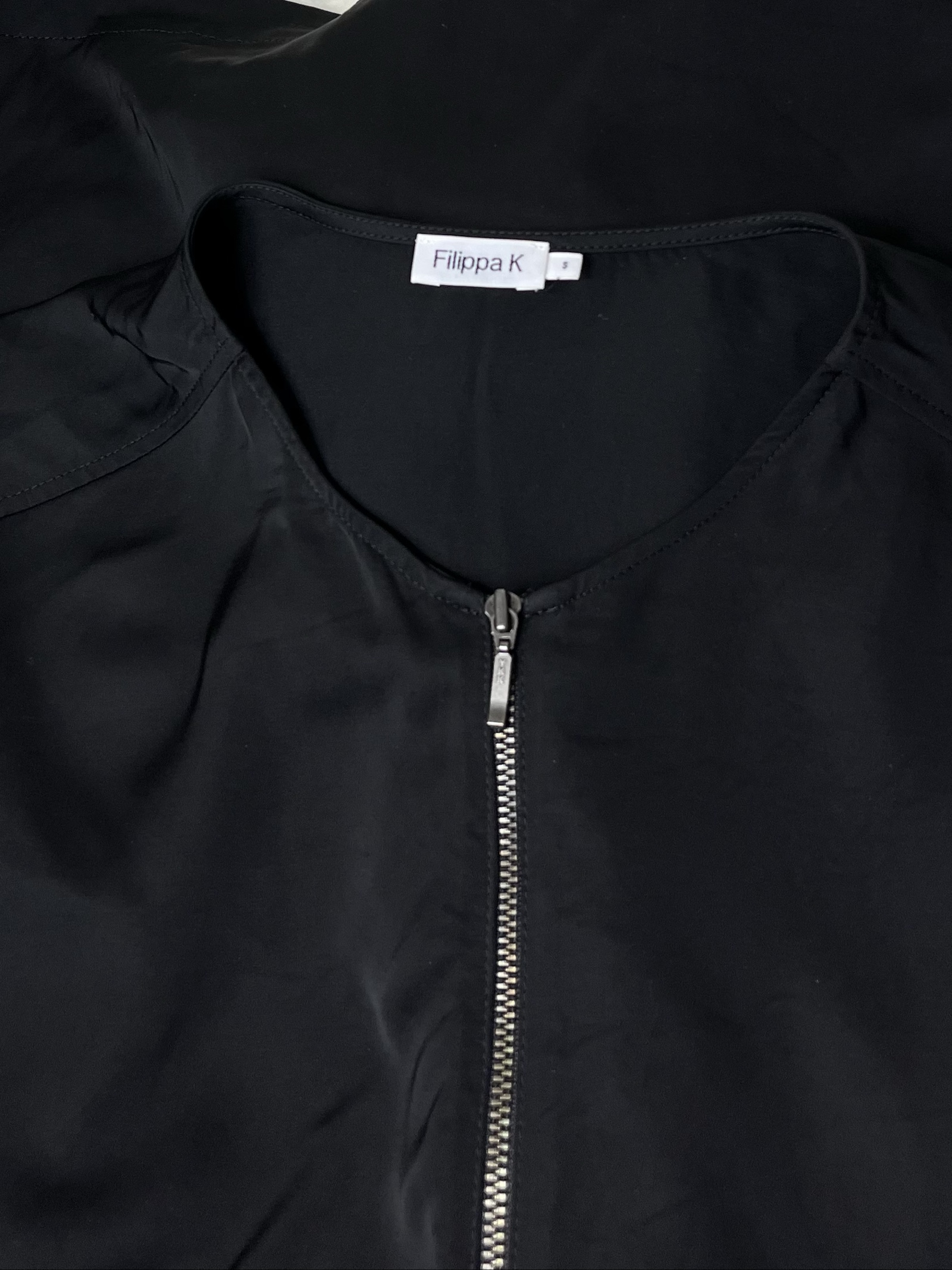 Filippa K Women Black Zipped Silk Blend Top Medium image 7