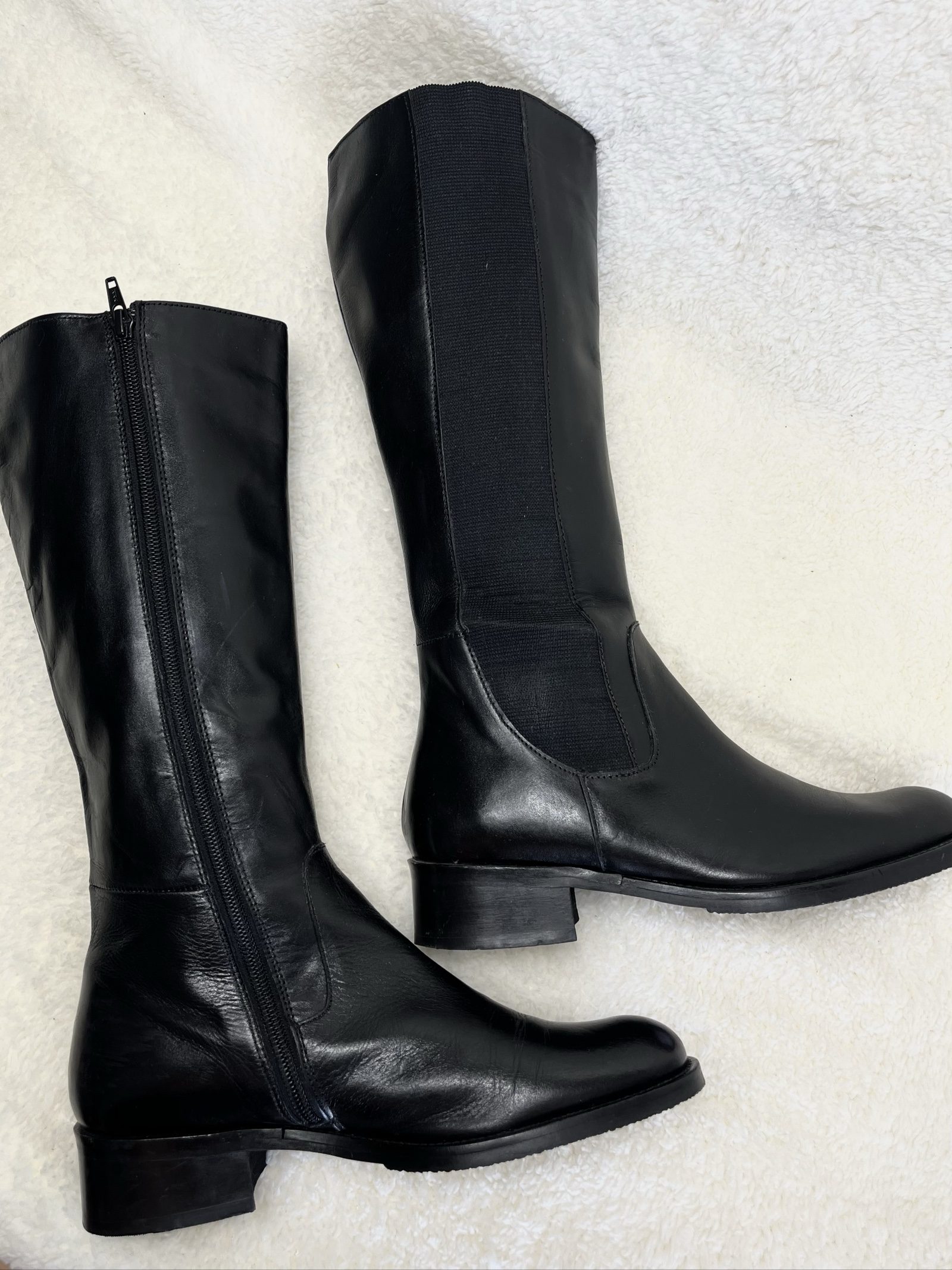 Soft Leather Knee-High Boots Lederstiefel Zipper wide shaft Elastic size 37 image 4