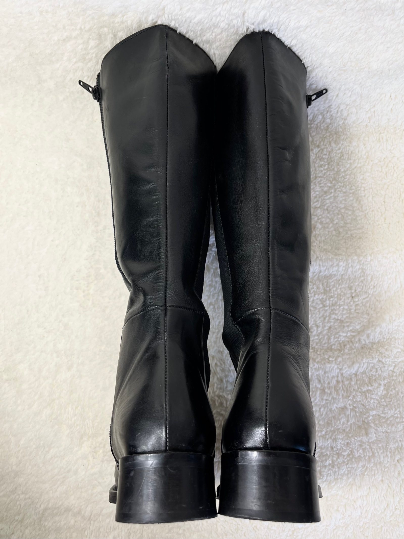 Soft Leather Knee-High Boots Lederstiefel Zipper wide shaft Elastic size 37 image 6