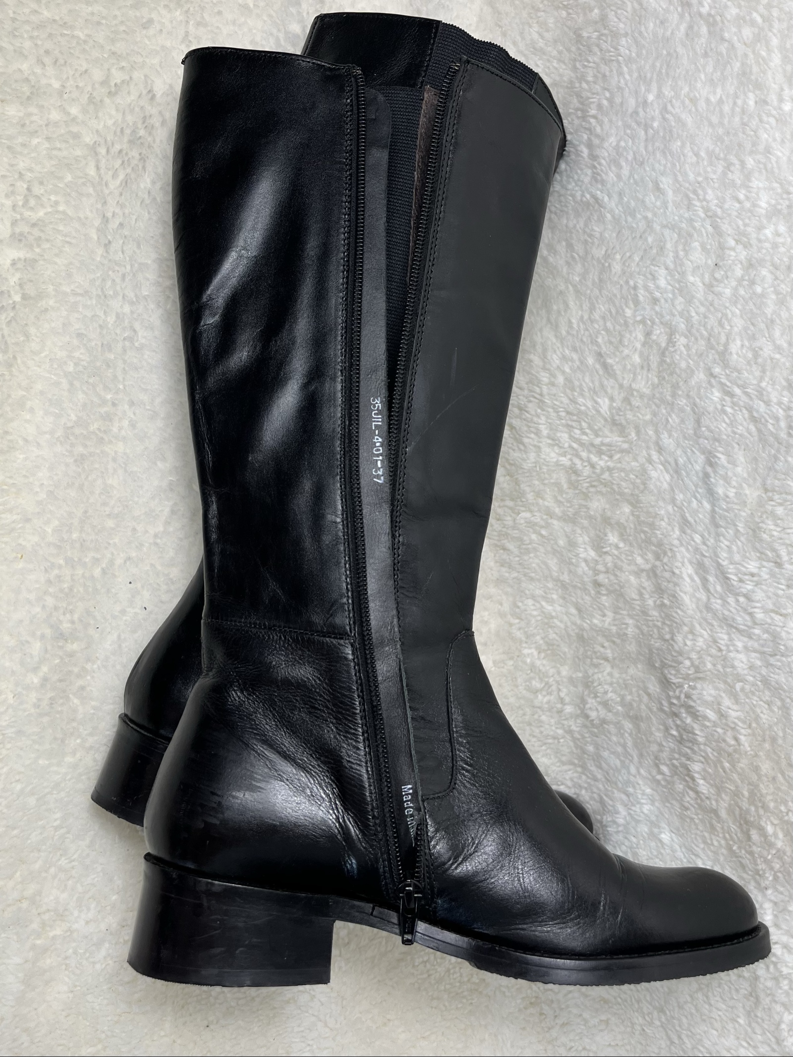 Soft Leather Knee-High Boots Lederstiefel Zipper wide shaft Elastic size 37 image 7