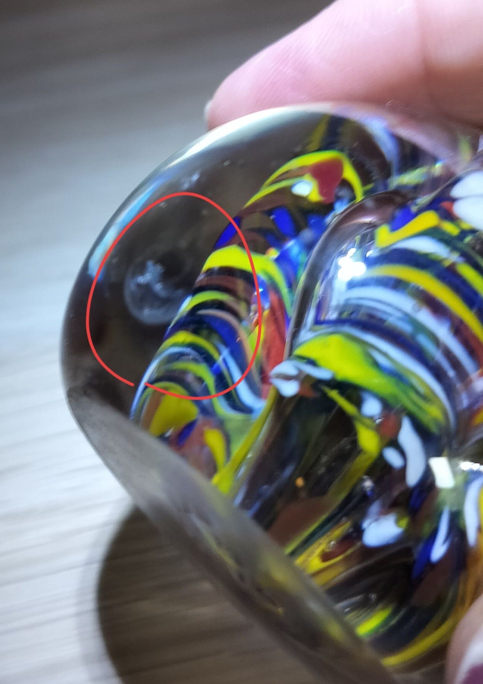 Multi Colour Glass Paperweight with Internal Swirl Design image 2