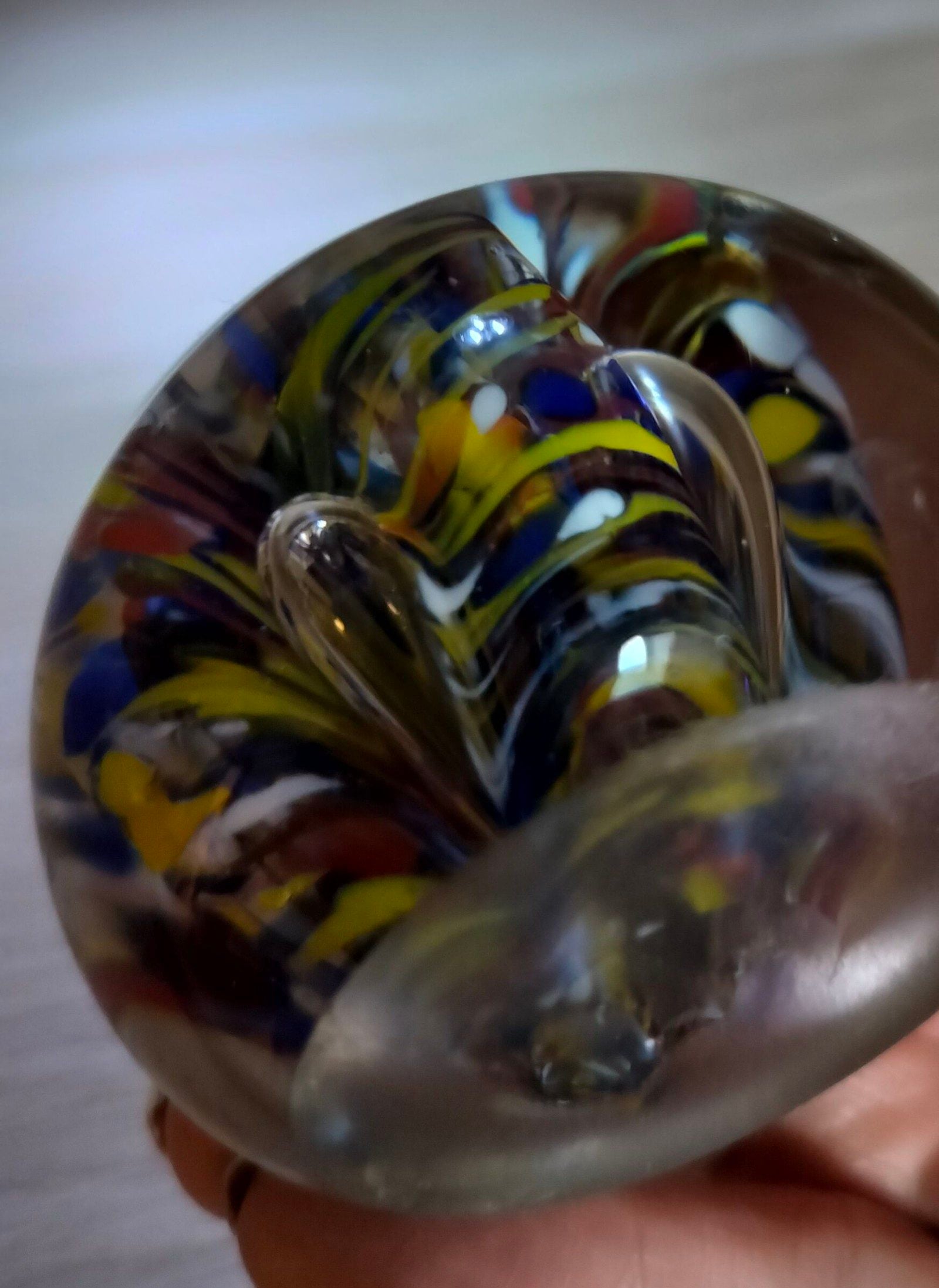Multi Colour Glass Paperweight with Internal Swirl Design image 3