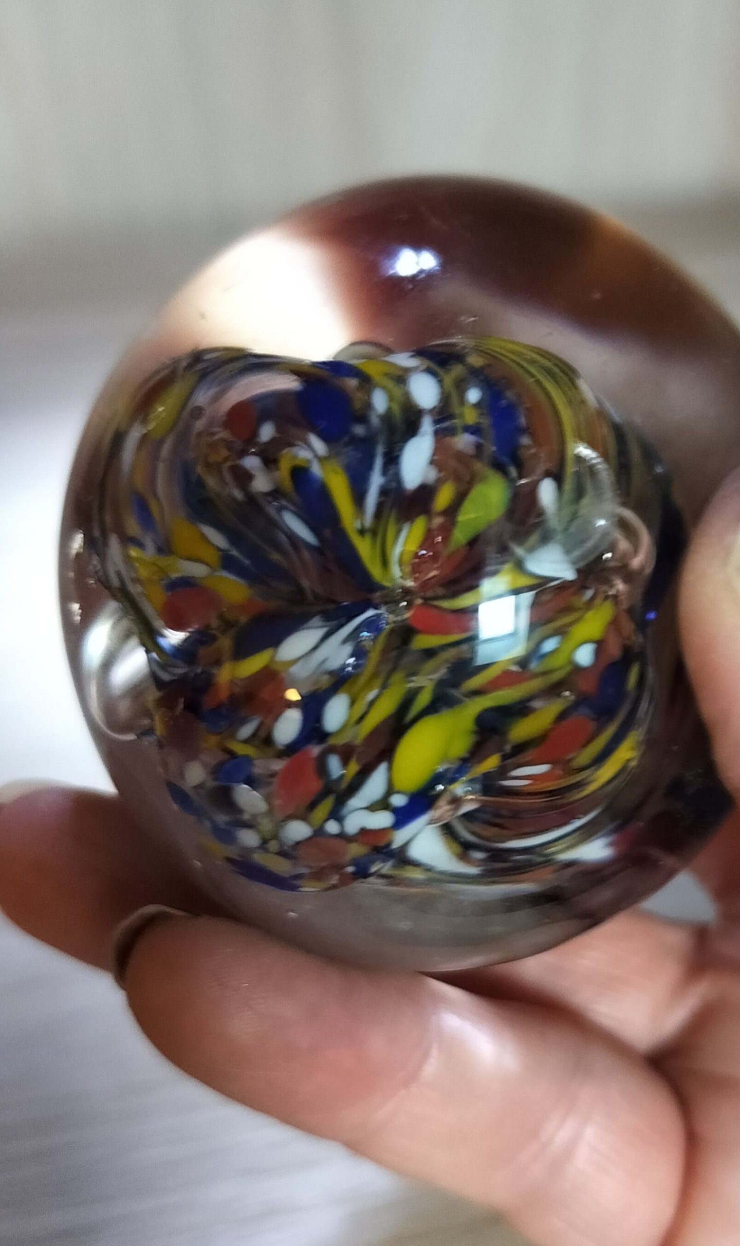 Multi Colour Glass Paperweight with Internal Swirl Design image 4