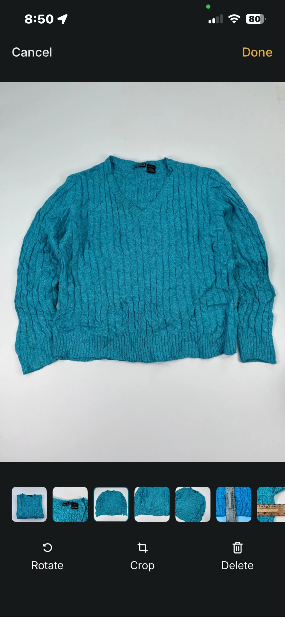 NorthCrest Blue V-Neck Cable Knit Acrylic Jumper Large 14-16 image 2