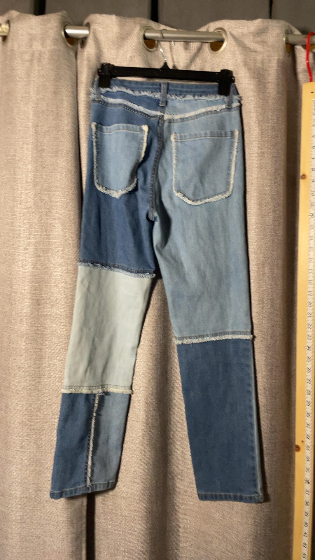 Wild Fable Multi Blue Patchwork Denim Jeans size 0 image 3