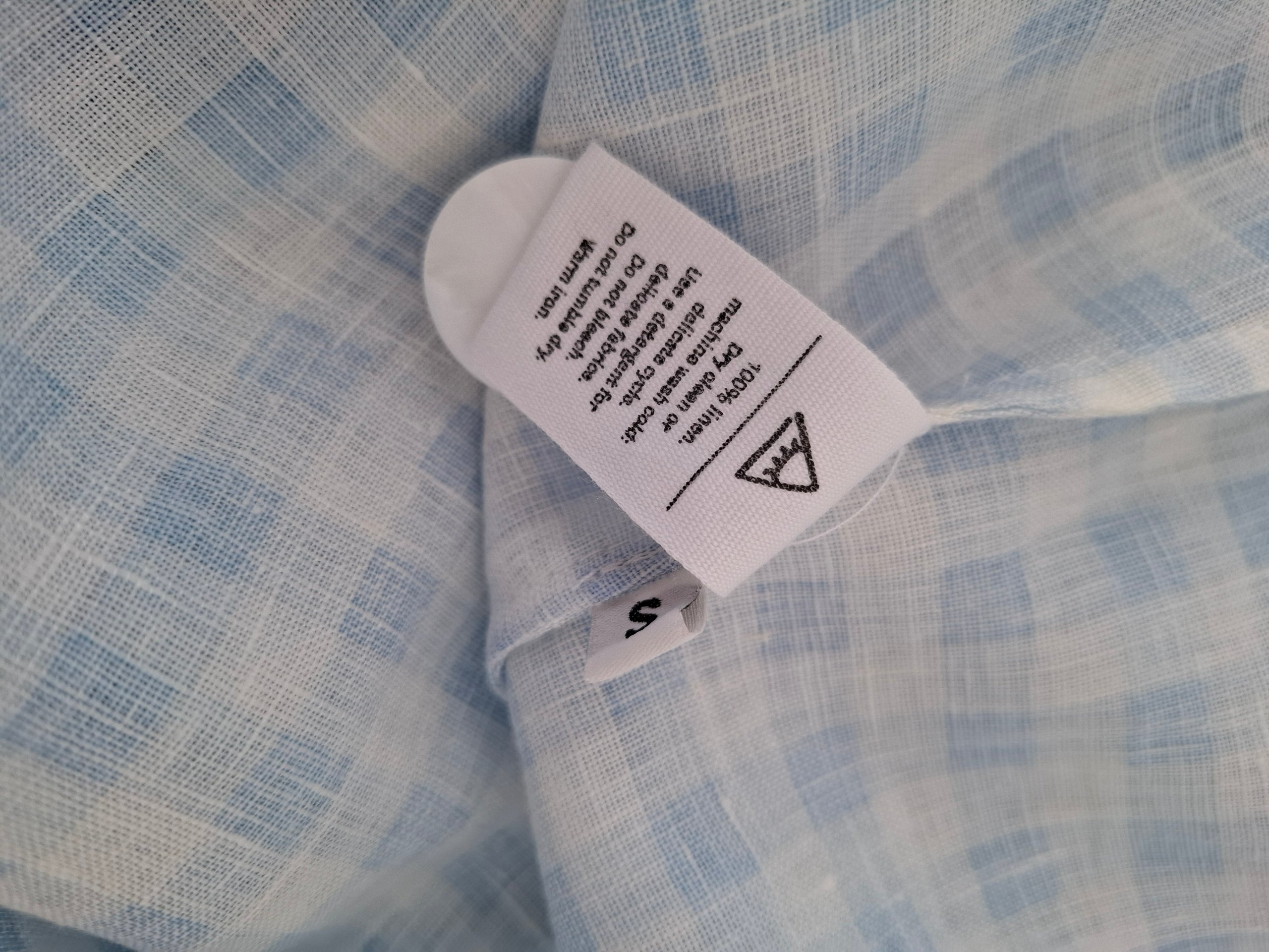 New Sleeper Blue & White Check Puff Sleeve Linen Mini Summer Romantic Dress Size S New with Tags image 9