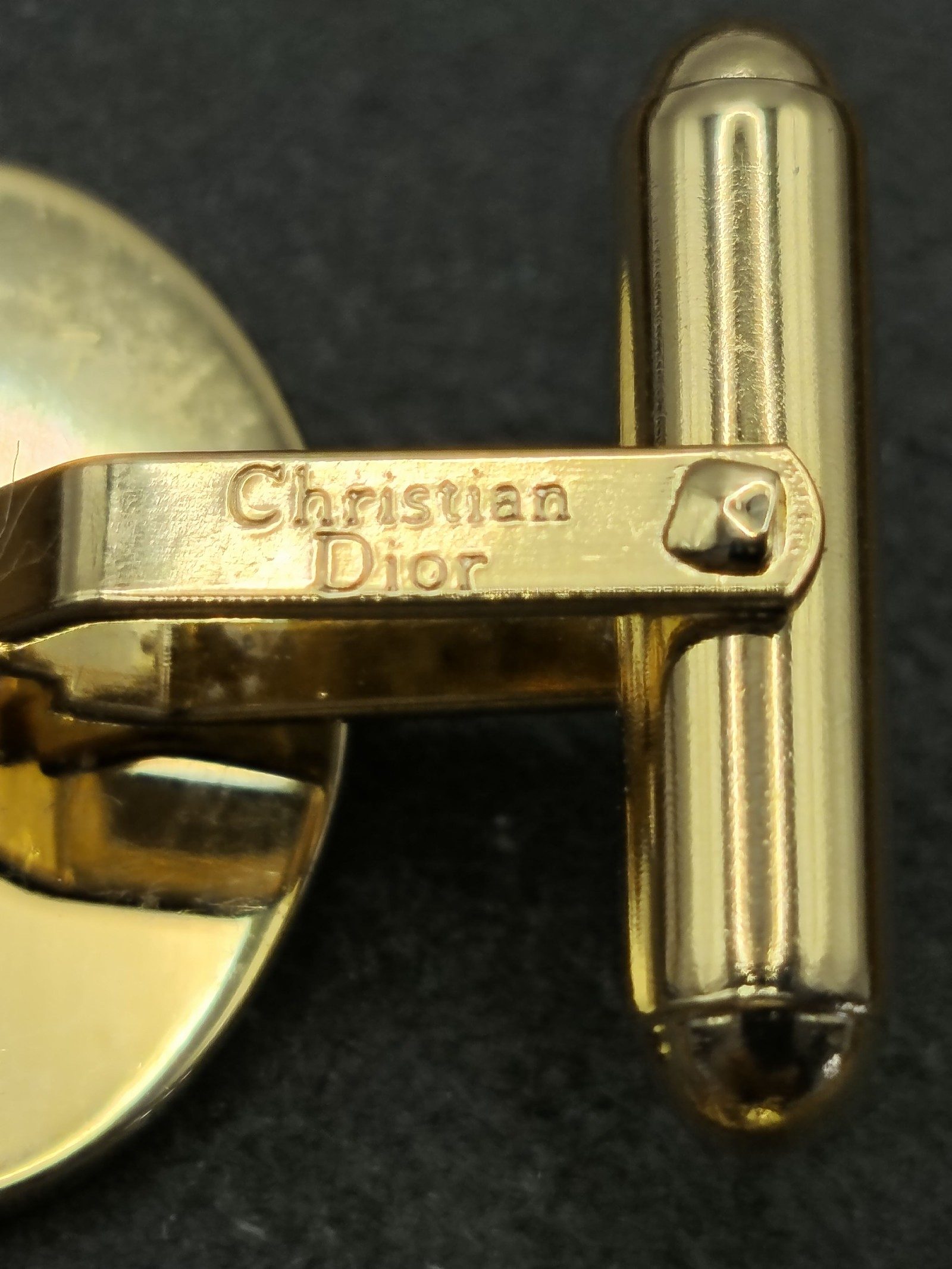 Christian Dior Men Gold & Black Golf Cufflinks & Tie Clip Set image 8