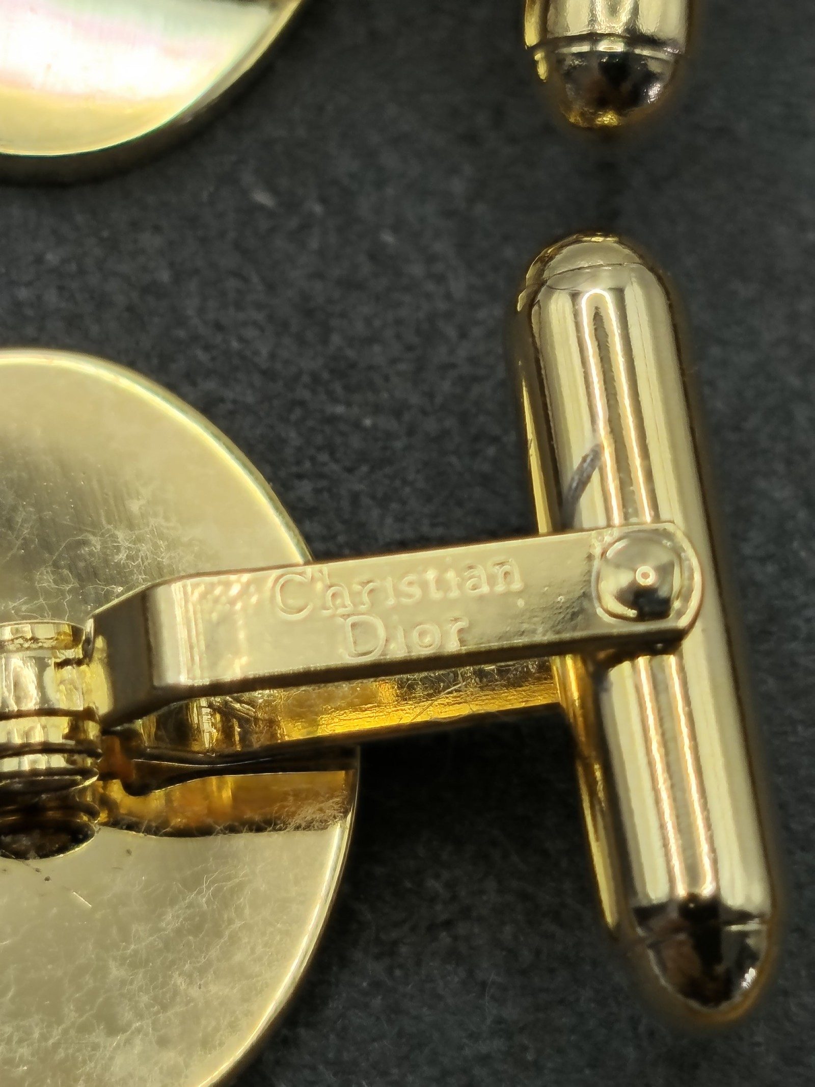 Christian Dior Men Gold & Black Golf Cufflinks & Tie Clip Set image 9