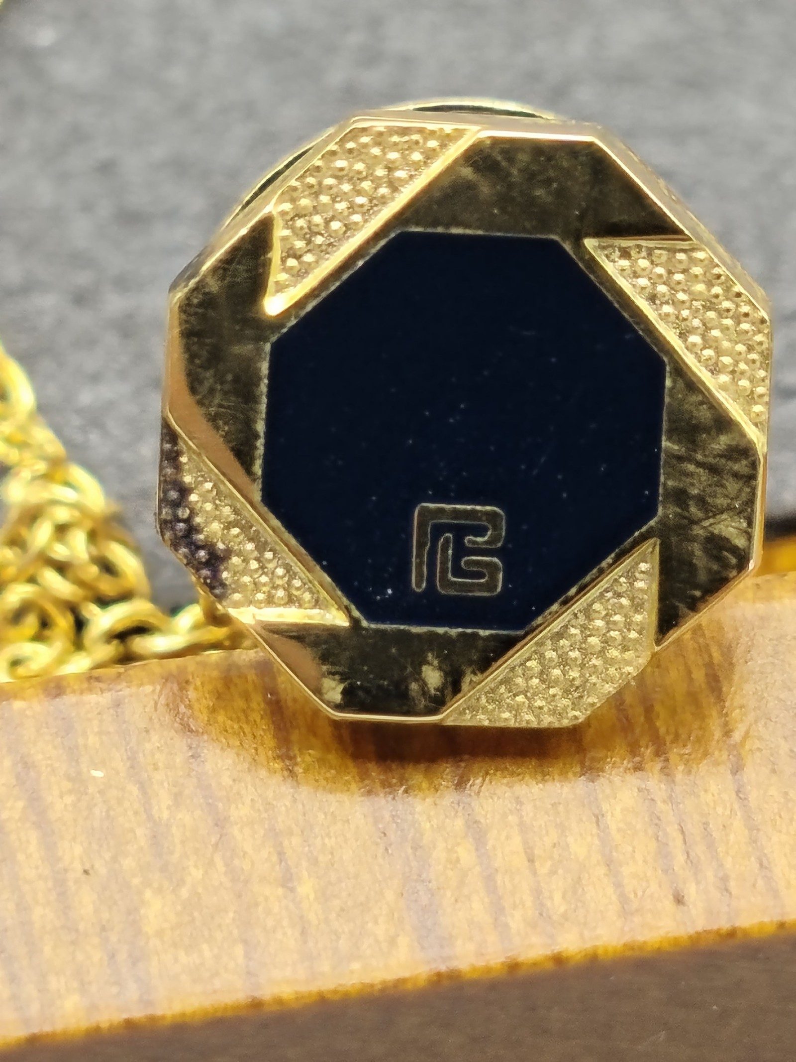 Pierre Balmain Men's Gold & Navy Cufflinks & Shirt Stud Set image 10