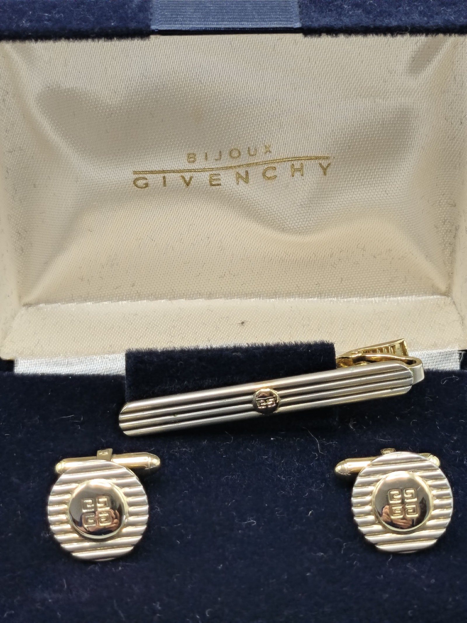 Givenchy Gold & Silver Cufflinks & Tie Clip Set Other with Box image 2