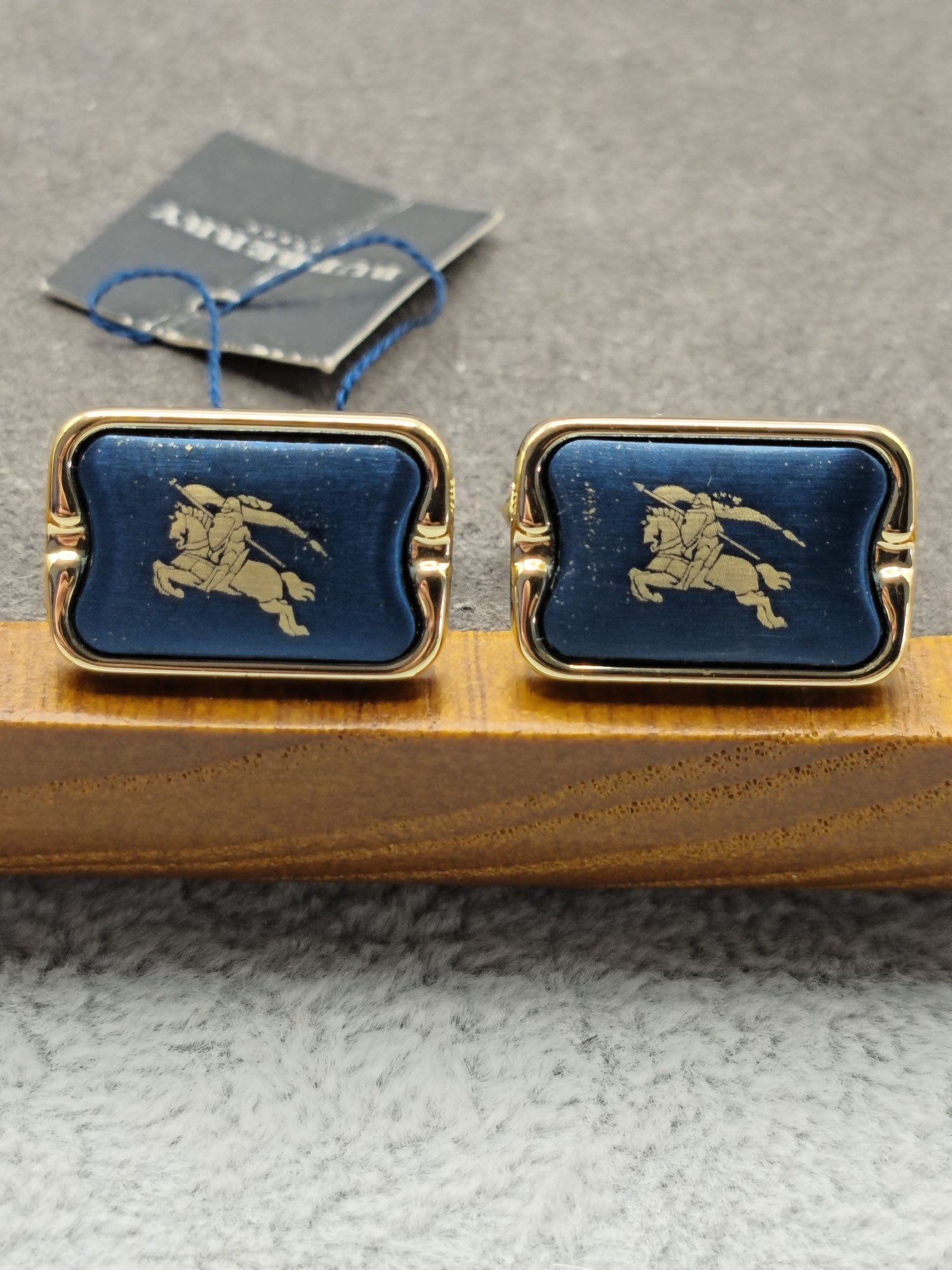Burberry Gold & Navy Equestrian Cufflinks & Tie Clip Set Men image 4