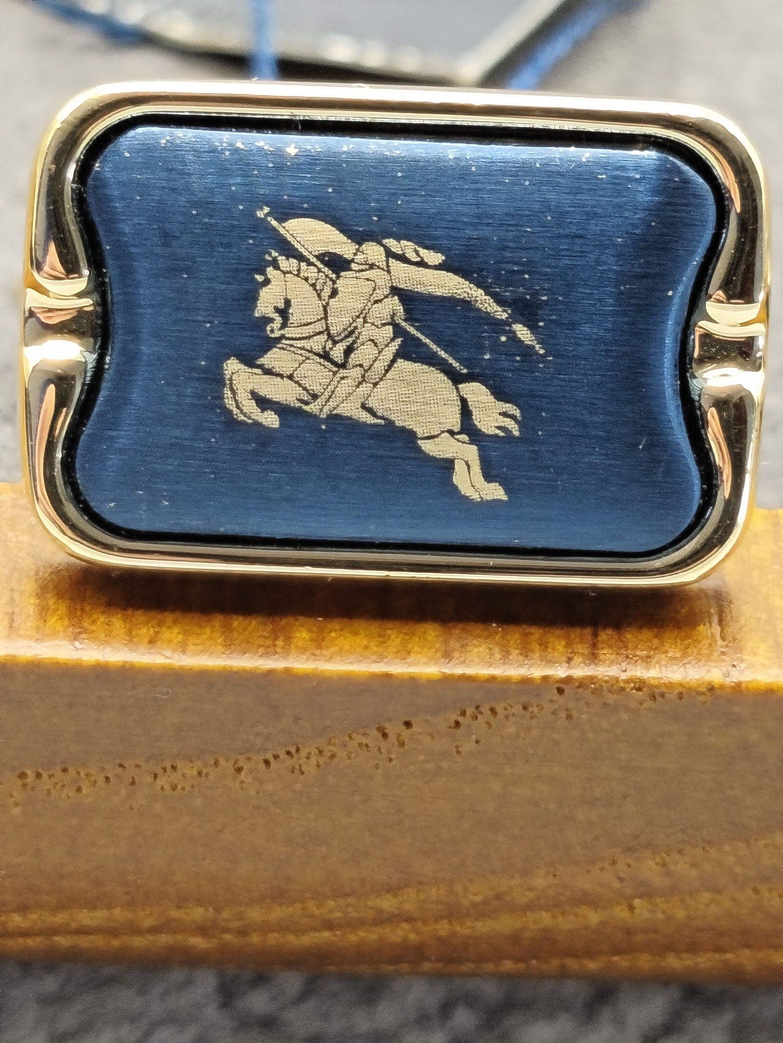 Burberry Gold & Navy Equestrian Cufflinks & Tie Clip Set Men image 6