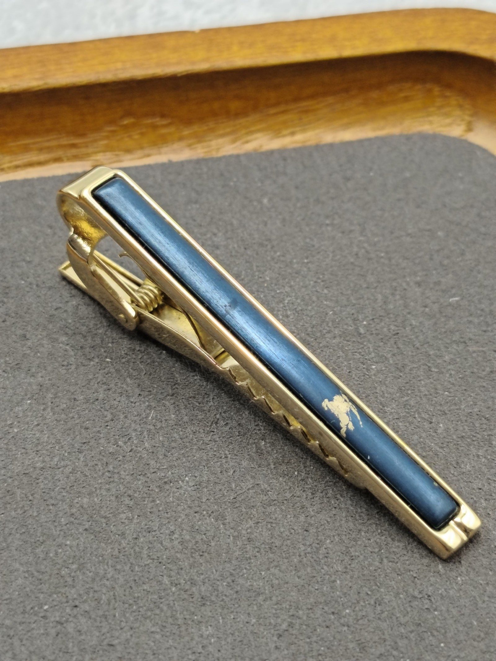 Burberry Gold & Navy Equestrian Cufflinks & Tie Clip Set Men image 10