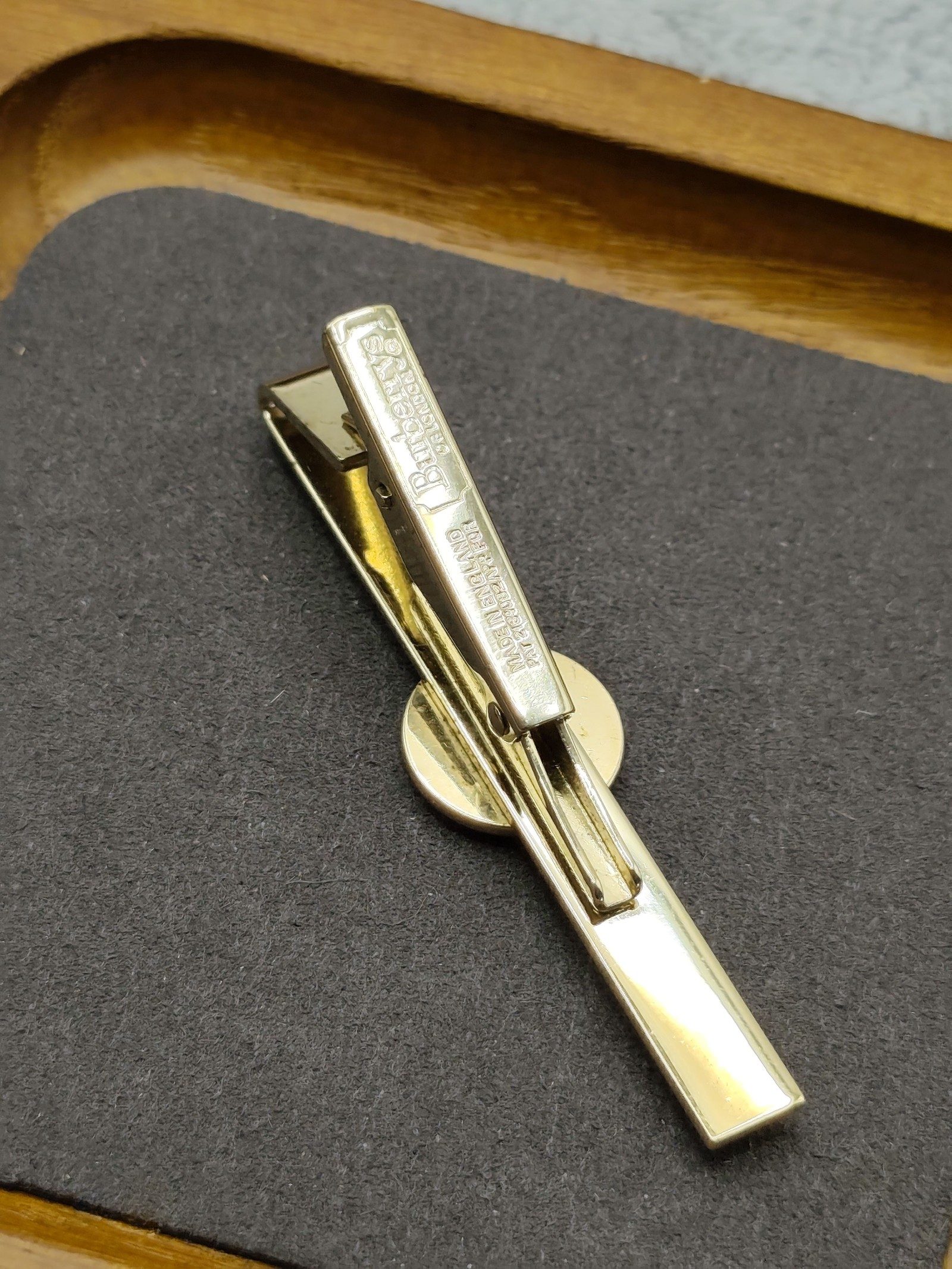 Burberry Gold Tone Blue Enamel Knight Crest Men's Tie Bar Clip image 10