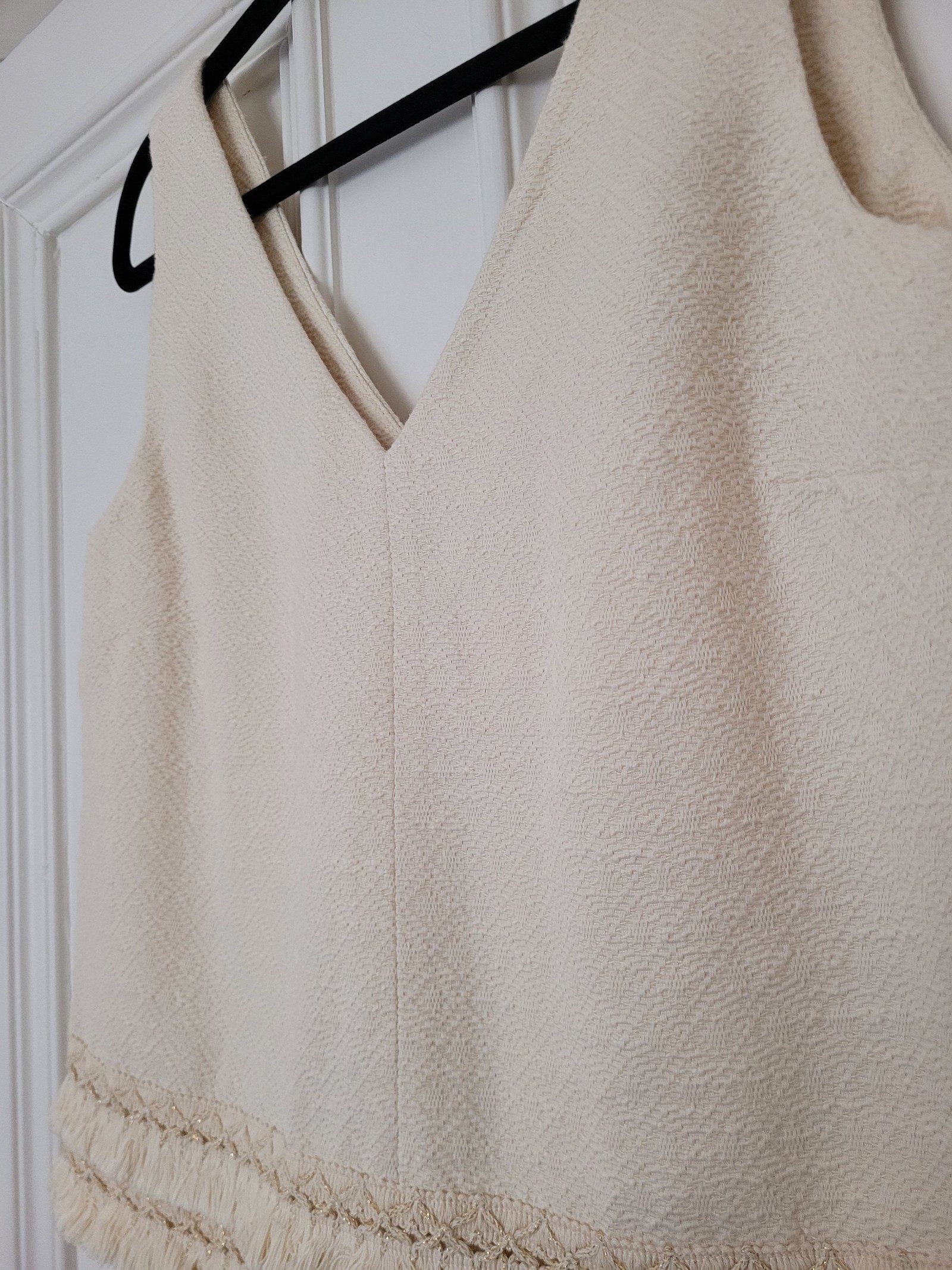 Sézane Cream Fringe Sleeveless Top EU 38 image 3