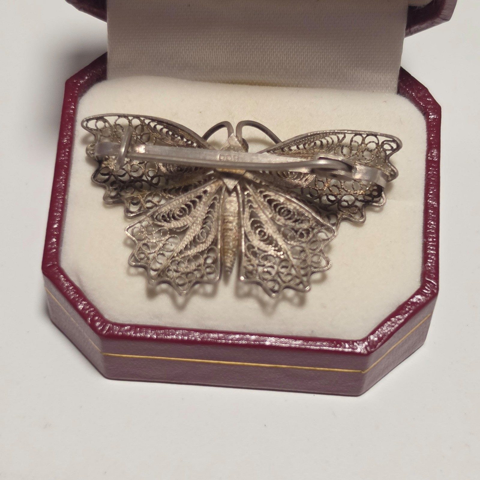 800 Sterling Silver Butterfly Brooch Pin .b5