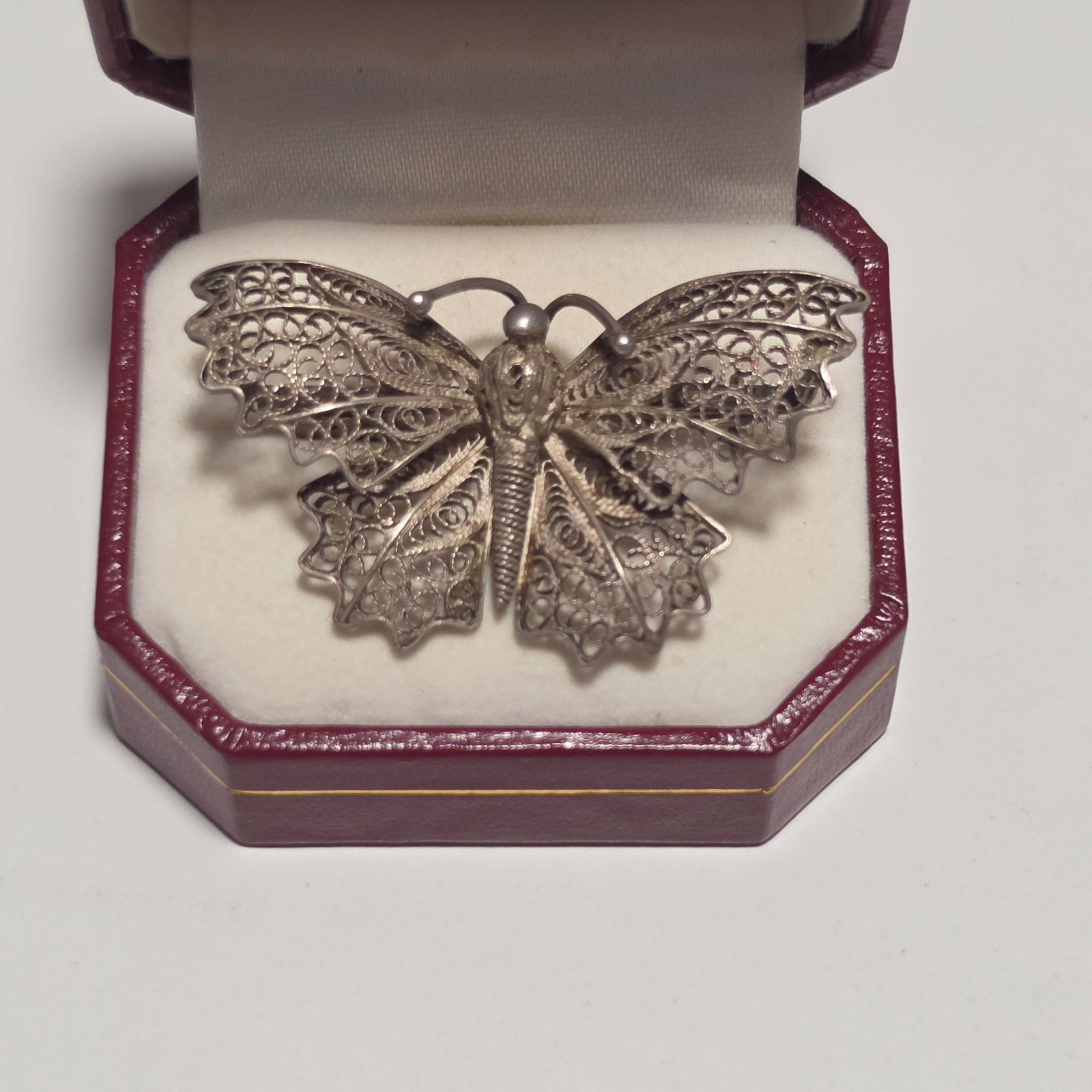 800 Sterling Silver Butterfly Brooch Pin .b5 image 2