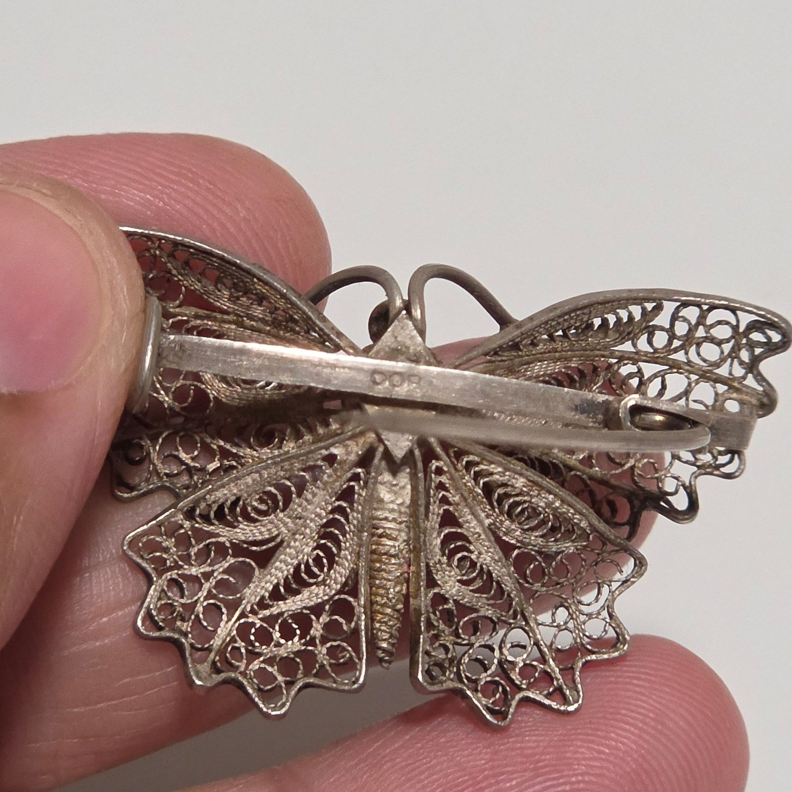 800 Sterling Silver Butterfly Brooch Pin .b5 image 3