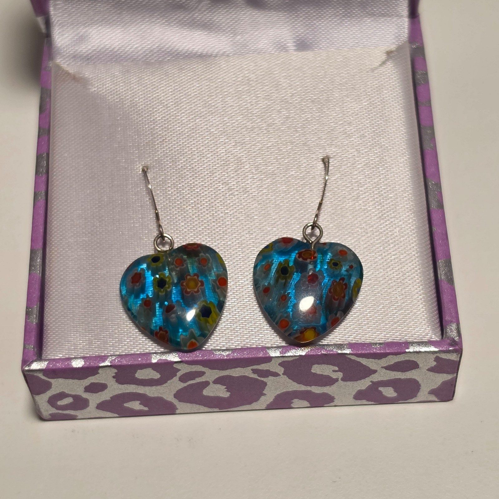 Vintage sterling silver Blue Multi Drop Earrings.b5